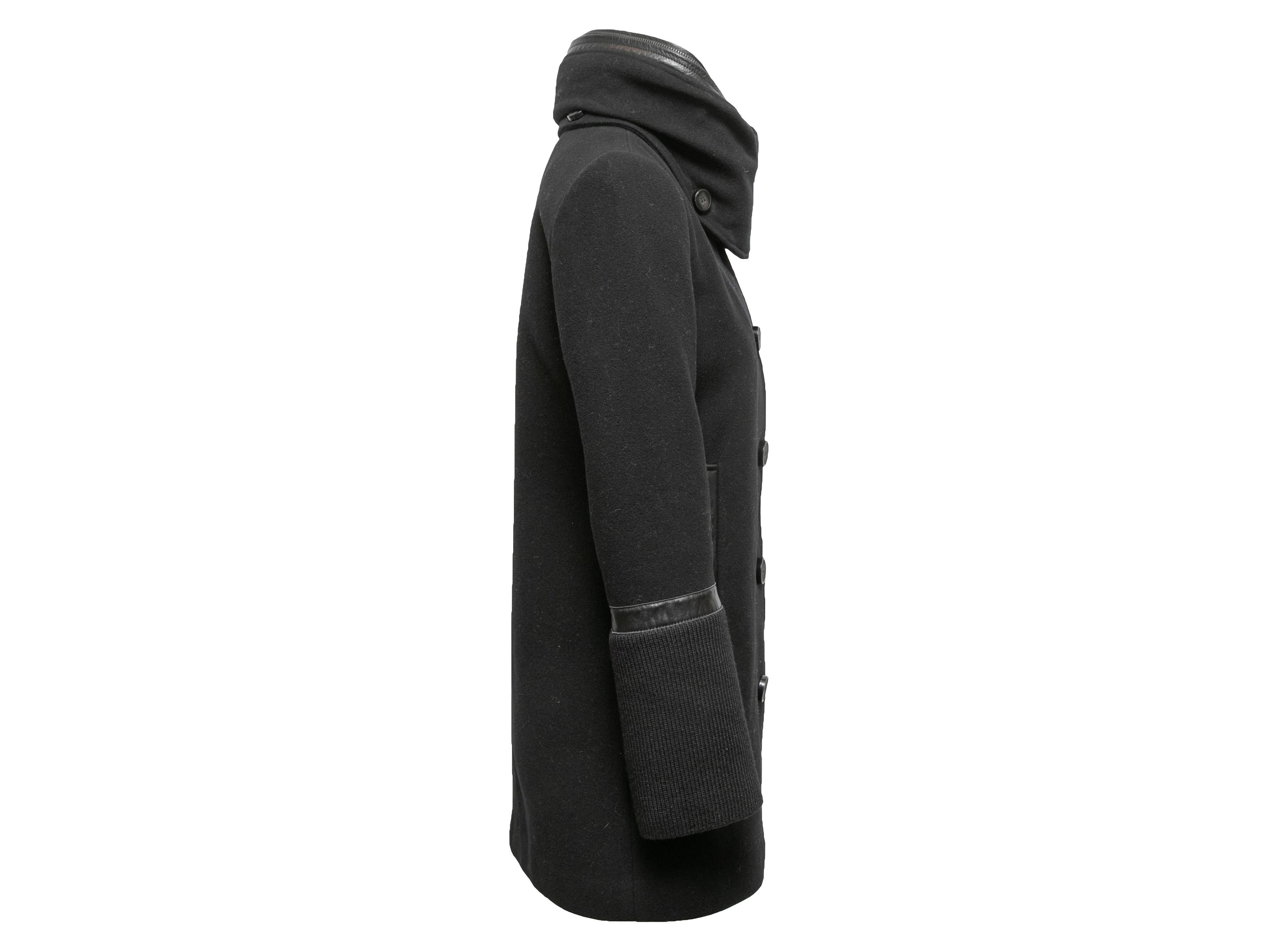 Cappotto nero in lana con finiture in pelle di Mackage taglia US S In condizioni buone in vendita a New York, NY
