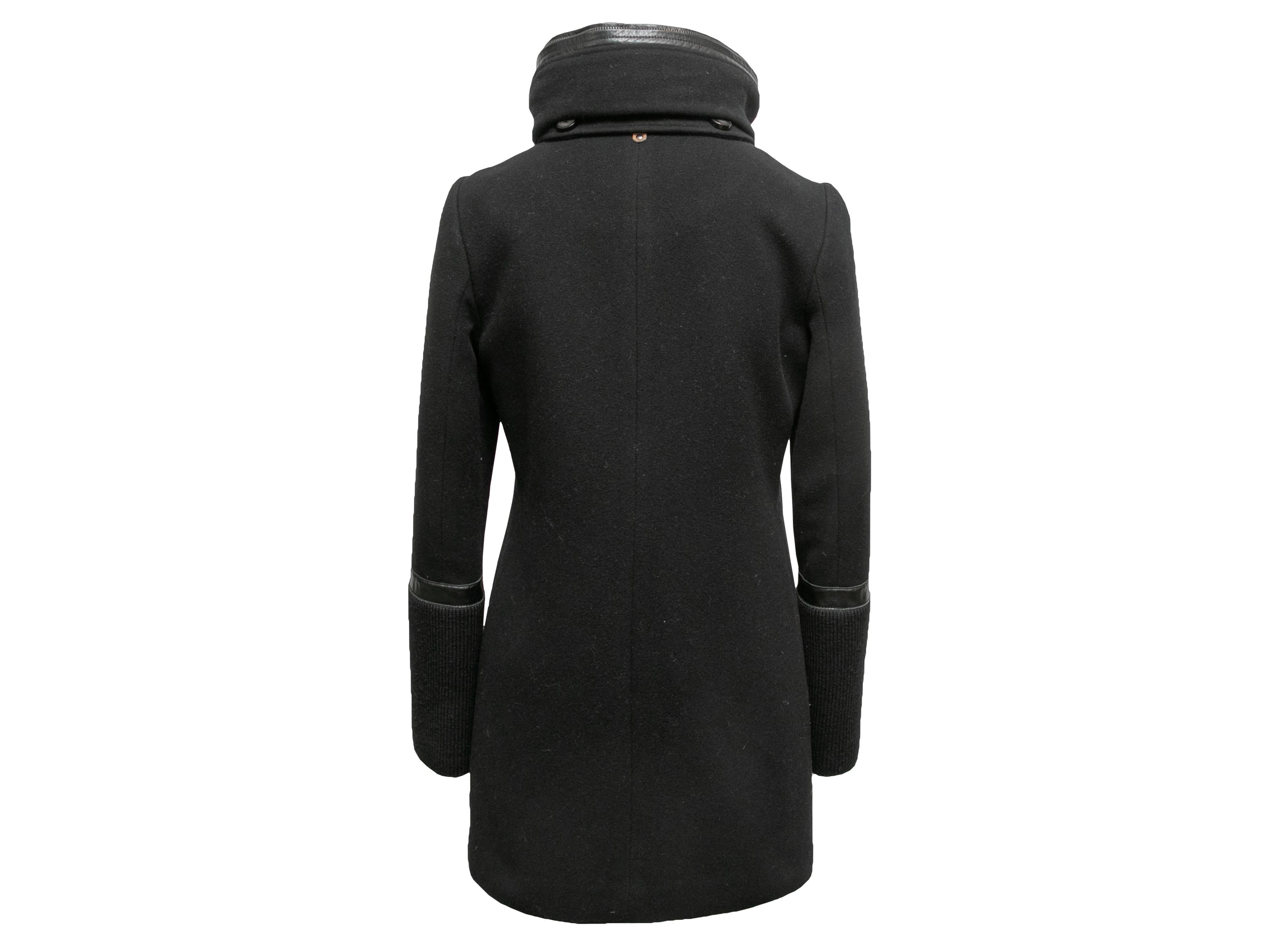 Donna Cappotto nero in lana con finiture in pelle di Mackage taglia US S in vendita