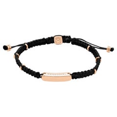 Black Macramé Bracelet with Rose Gold Baton, Size XS