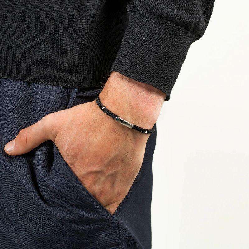 Donna Bracciale in macramè nero con pipistrello d'argento, taglia M in vendita
