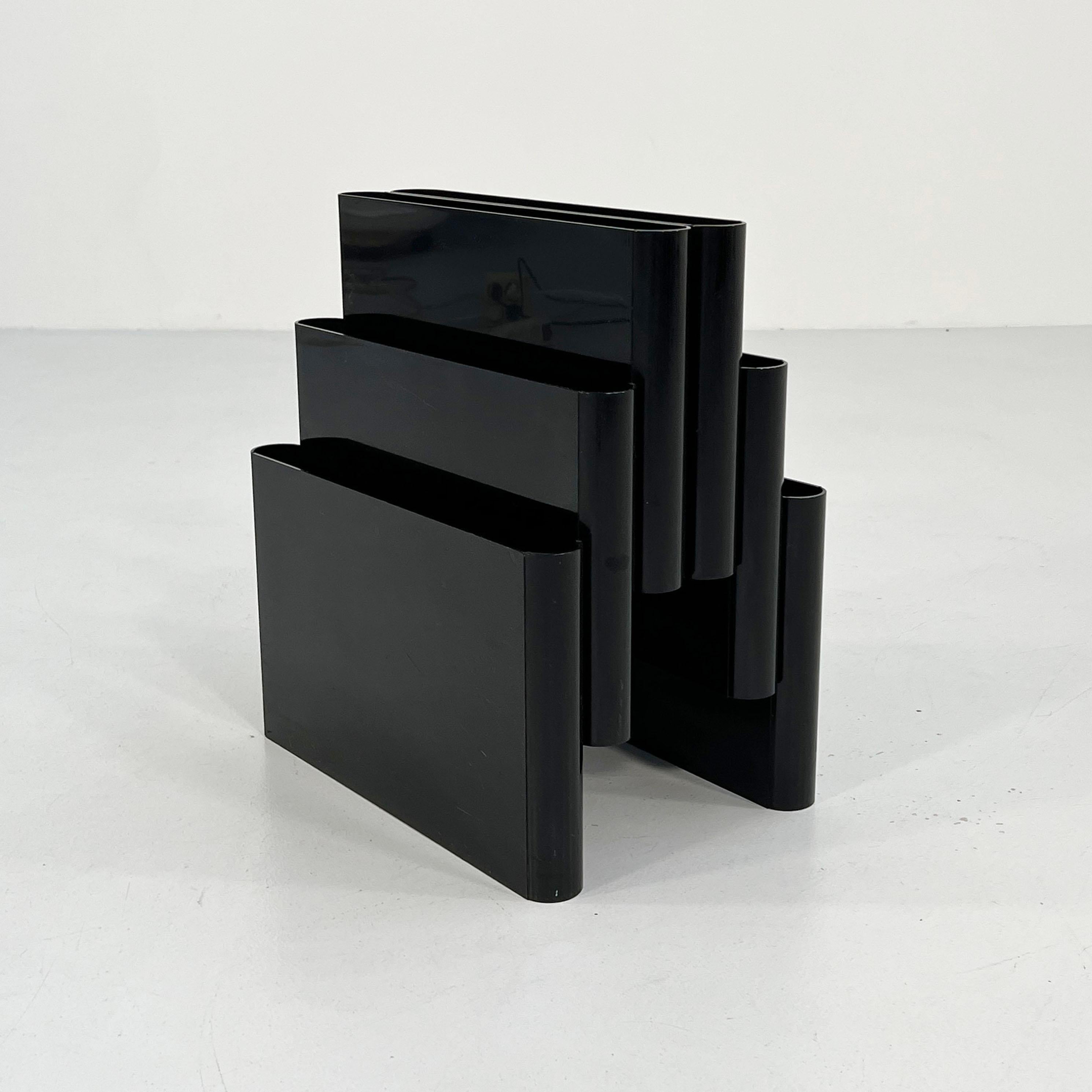 Black Magazine Rack by Giotto Stoppino for Kartell, 1970s at 1stDibs