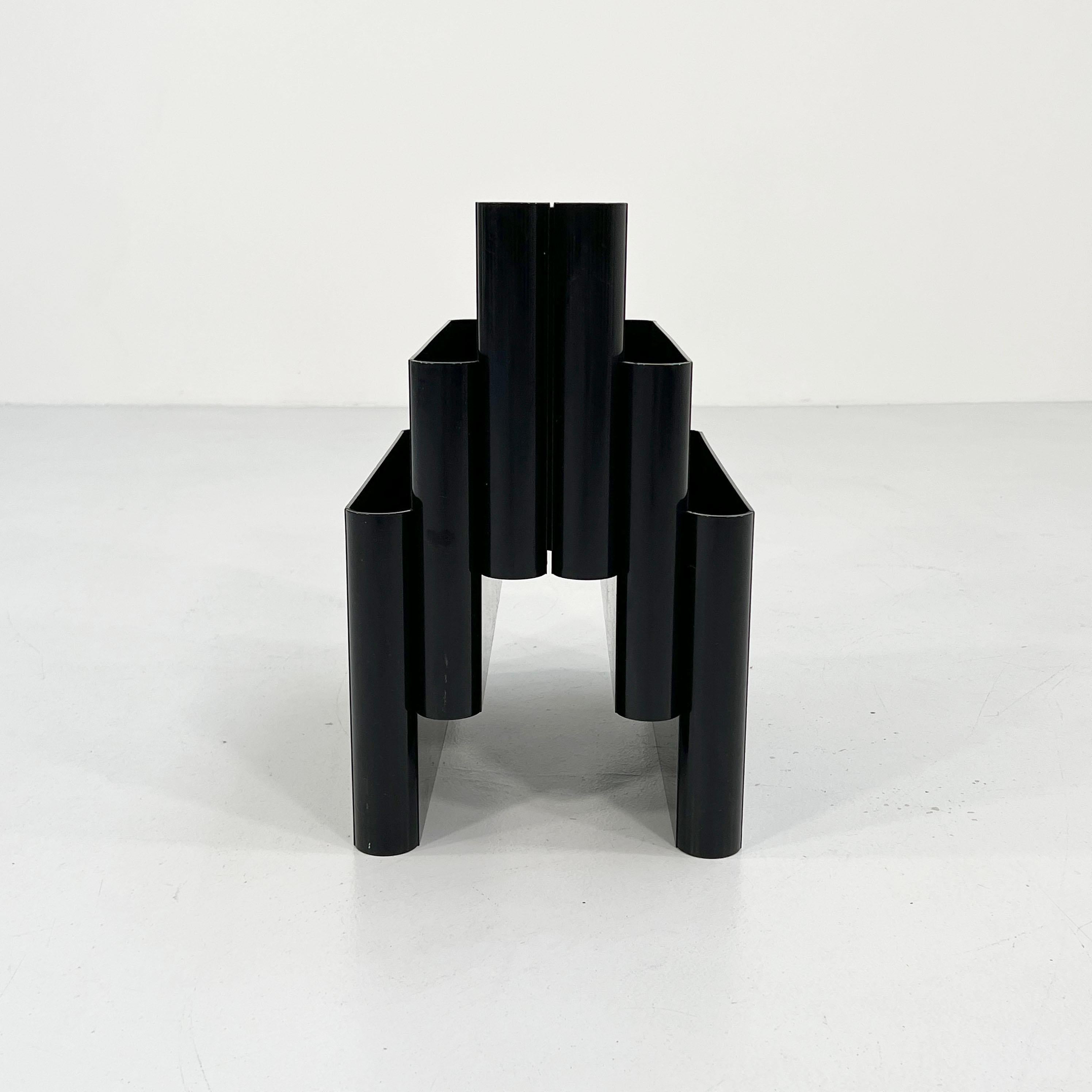 Mid-Century Modern Black Magazine Rack by Giotto Stoppino for Kartell, 1970s