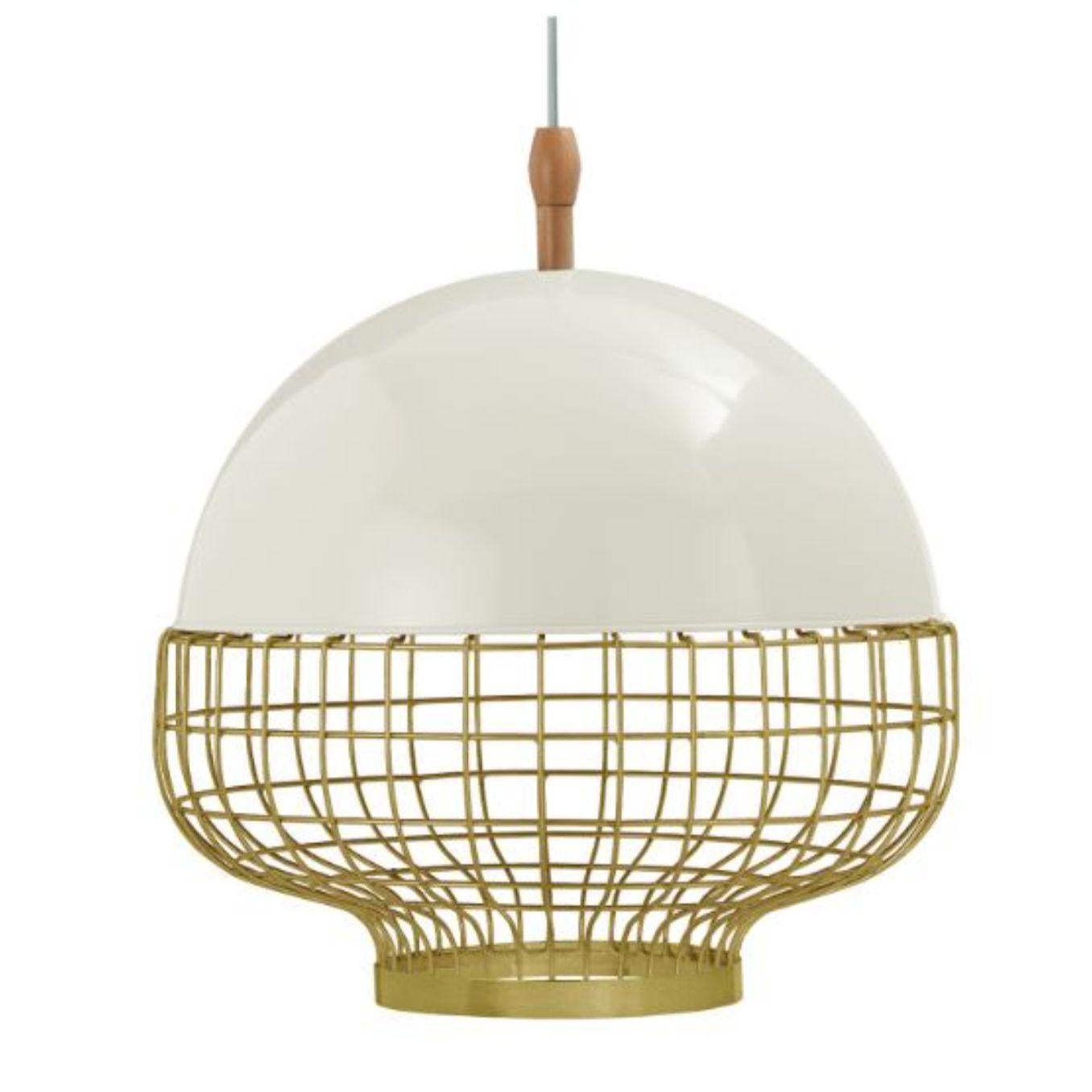 Black Magnolia I Suspension Lamp with Brass Ring by Dooq In New Condition For Sale In Geneve, CH