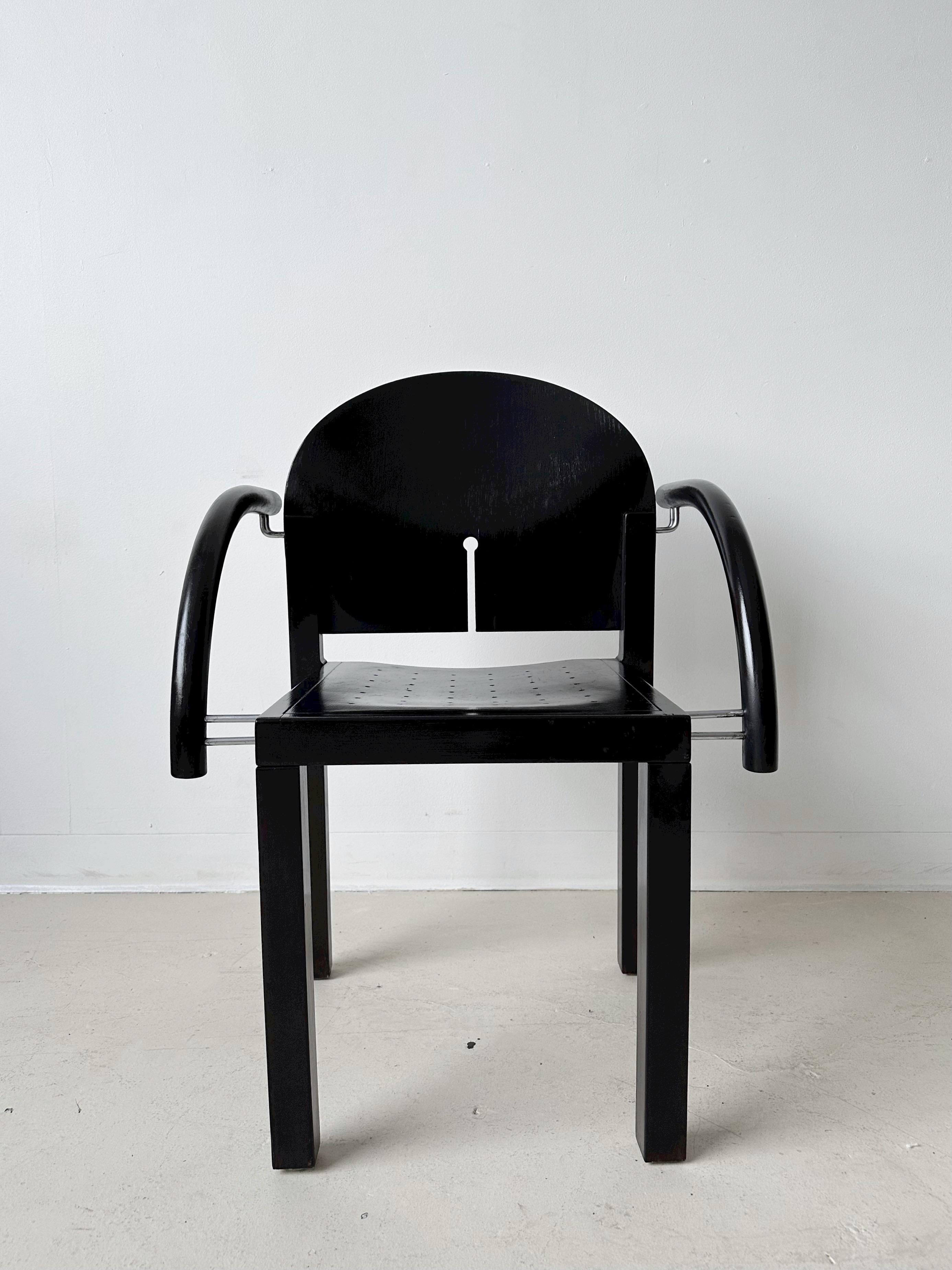 Modern Black Side Chair Attributed to Arno Votteler for Knoll Eclipse Chair