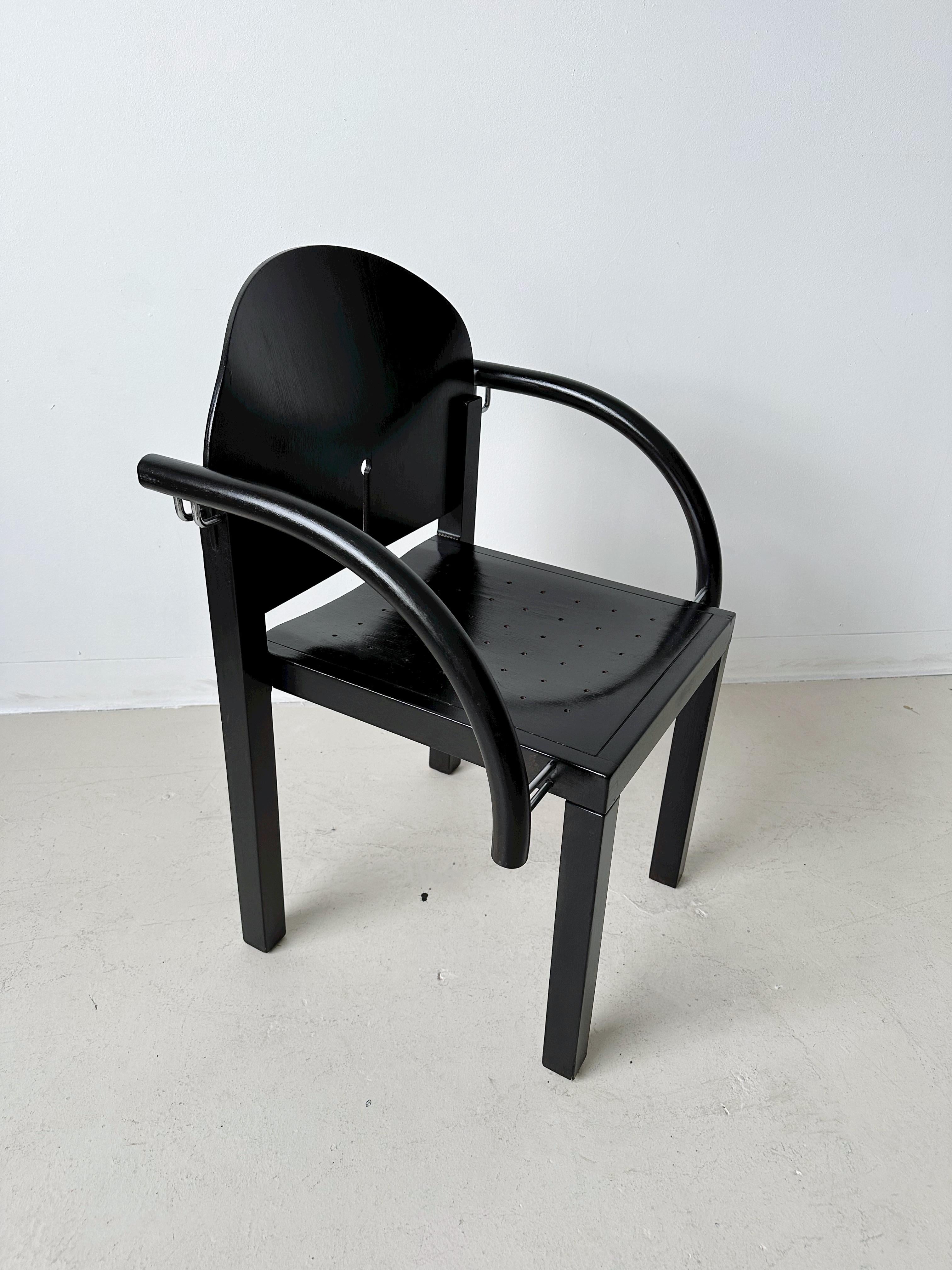 Late 20th Century Black Side Chair Attributed to Arno Votteler for Knoll Eclipse Chair