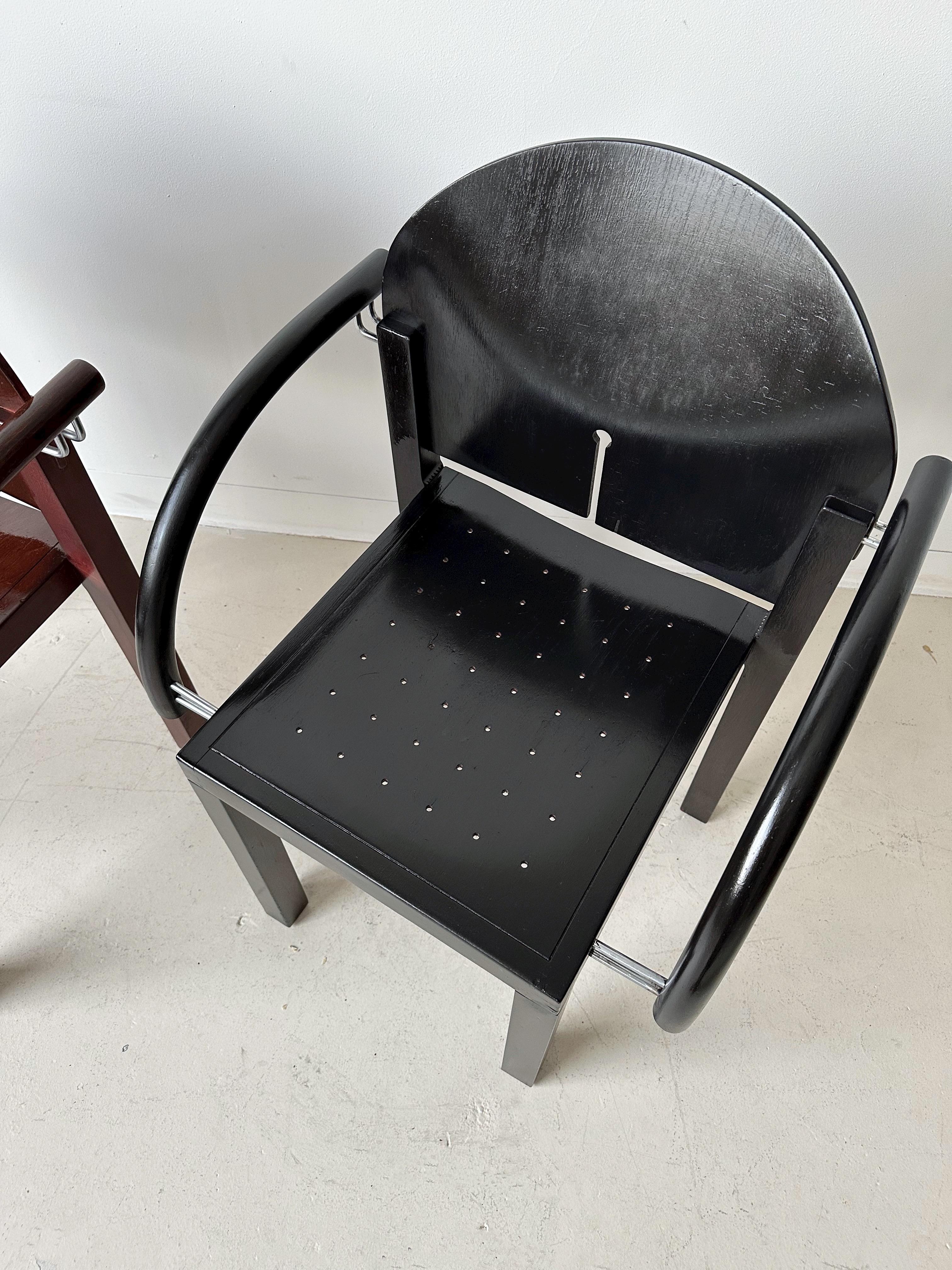 Black Stained Wood Side Chair Attributed to Arno Votteler Eclipse Chair for Knoll (there are no marks or stamps)

//

Dimensions:

23.5”W x 18”D x 33.5”H  - seat height 17.5