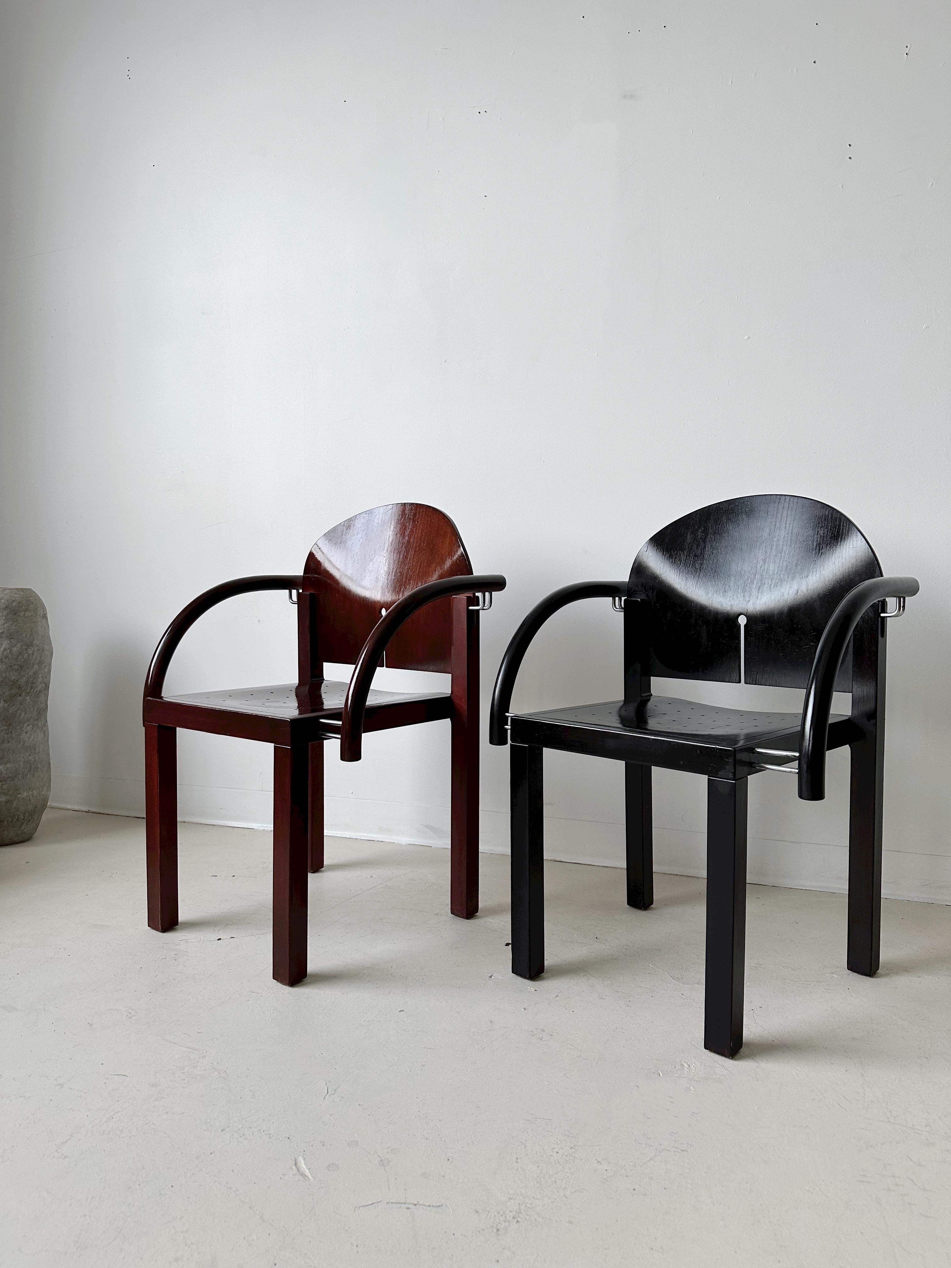 Wood Black Side Chair Attributed to Arno Votteler for Knoll Eclipse Chair