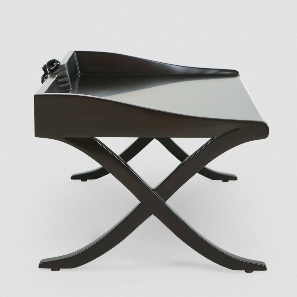 Black Mahogany Tray in Black Lacquered Finish In New Condition For Sale In Paris, FR