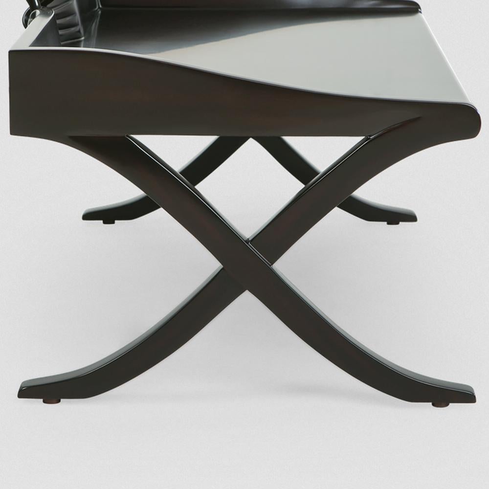 Contemporary Black Mahogany Tray in Black Lacquered Finish For Sale