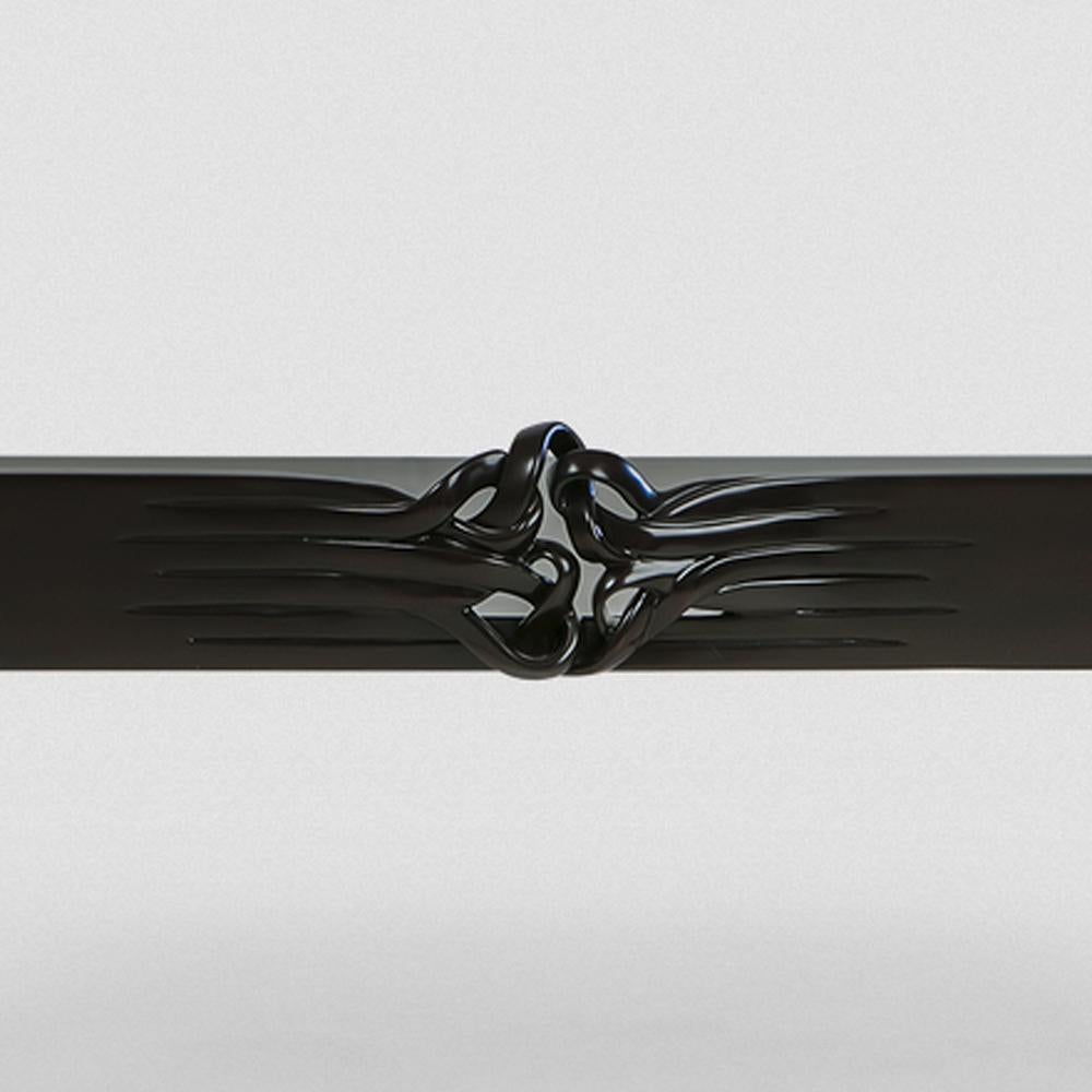Black Mahogany Tray in Black Lacquered Finish For Sale 1
