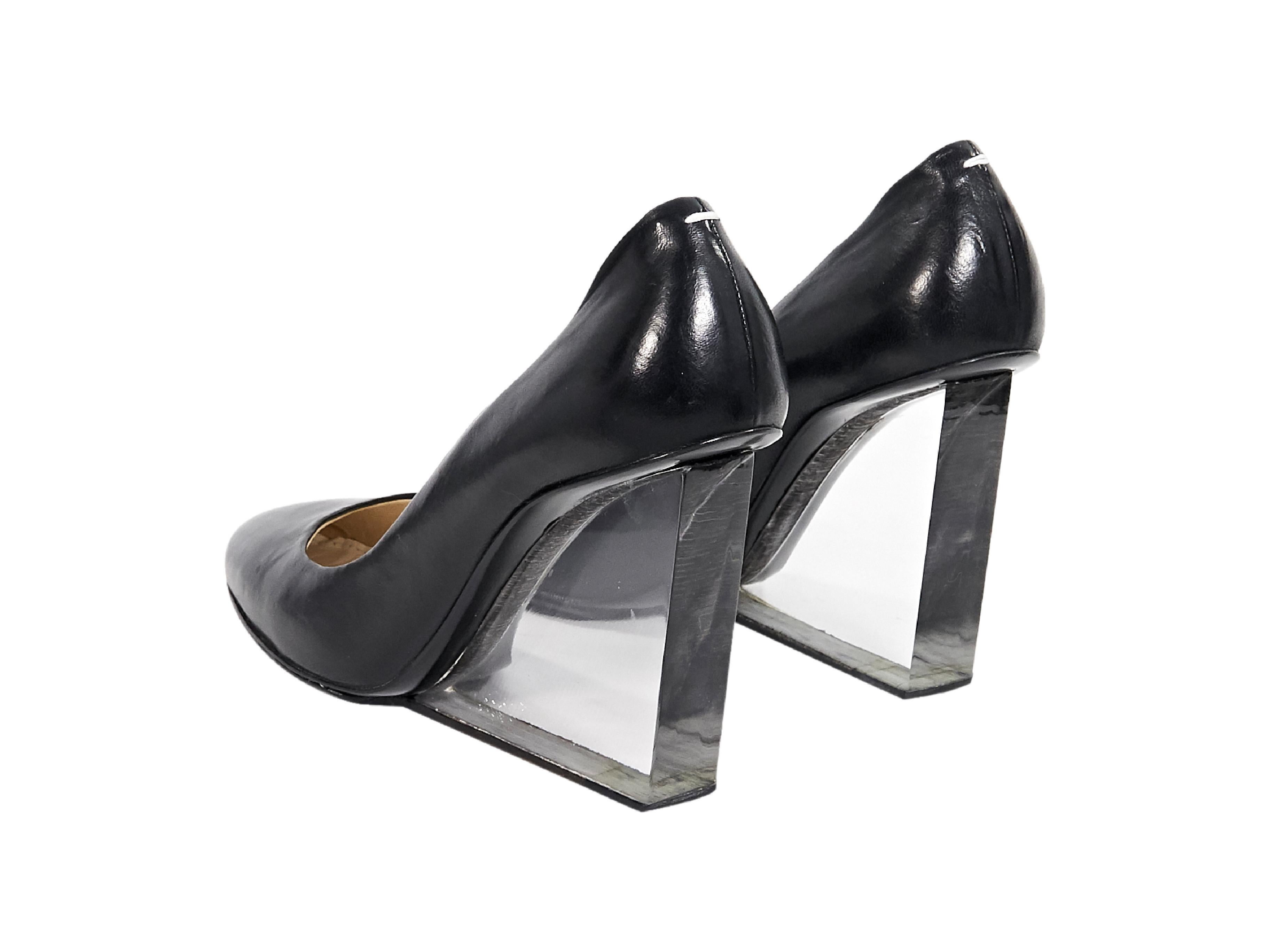 Black Maison Margiela Leather & Lucite Wedges In Good Condition In New York, NY