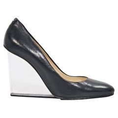 Black Maison Margiela Leather & Lucite Wedges