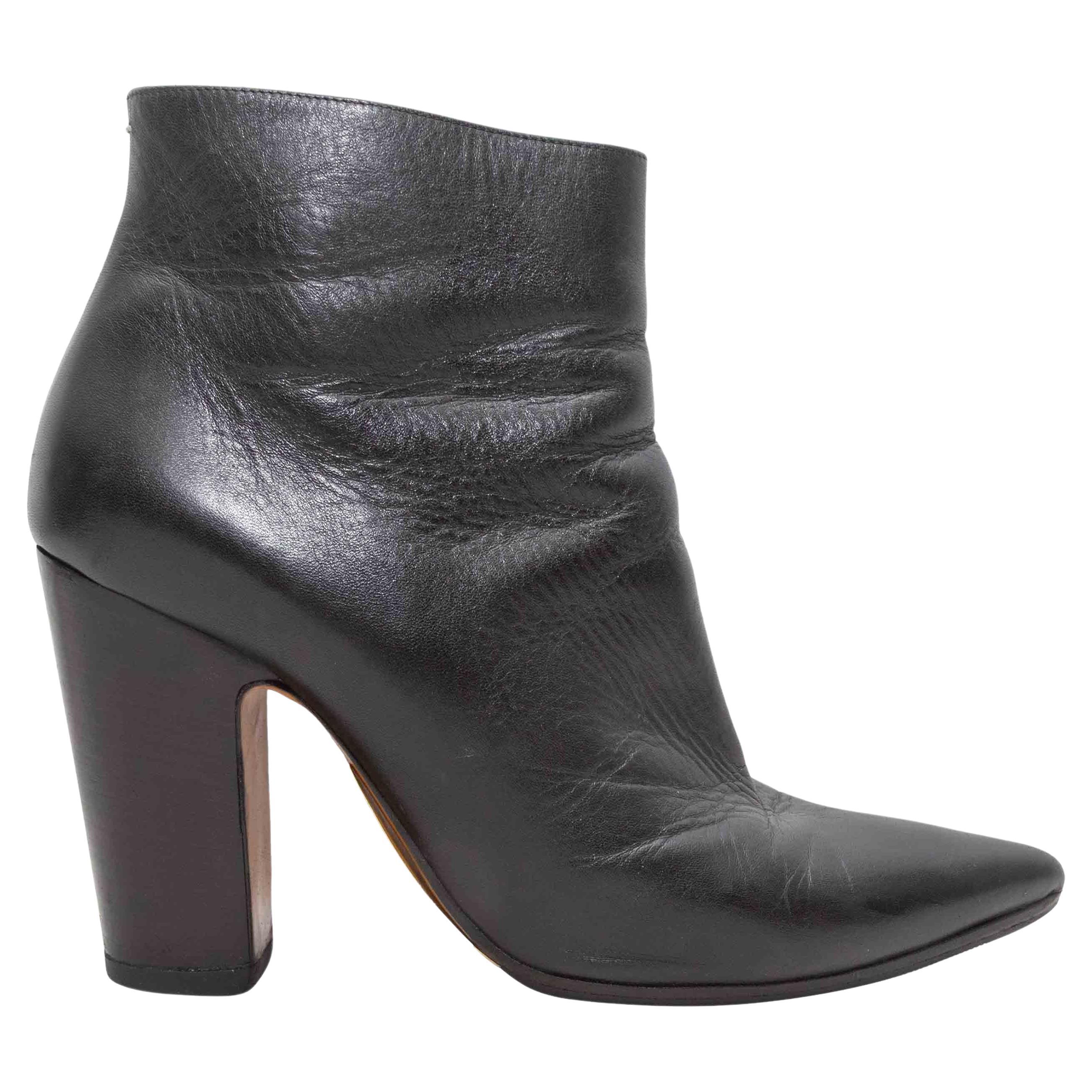 Black Maison Margiela Pointed-Toe Ankle Boots Size 41