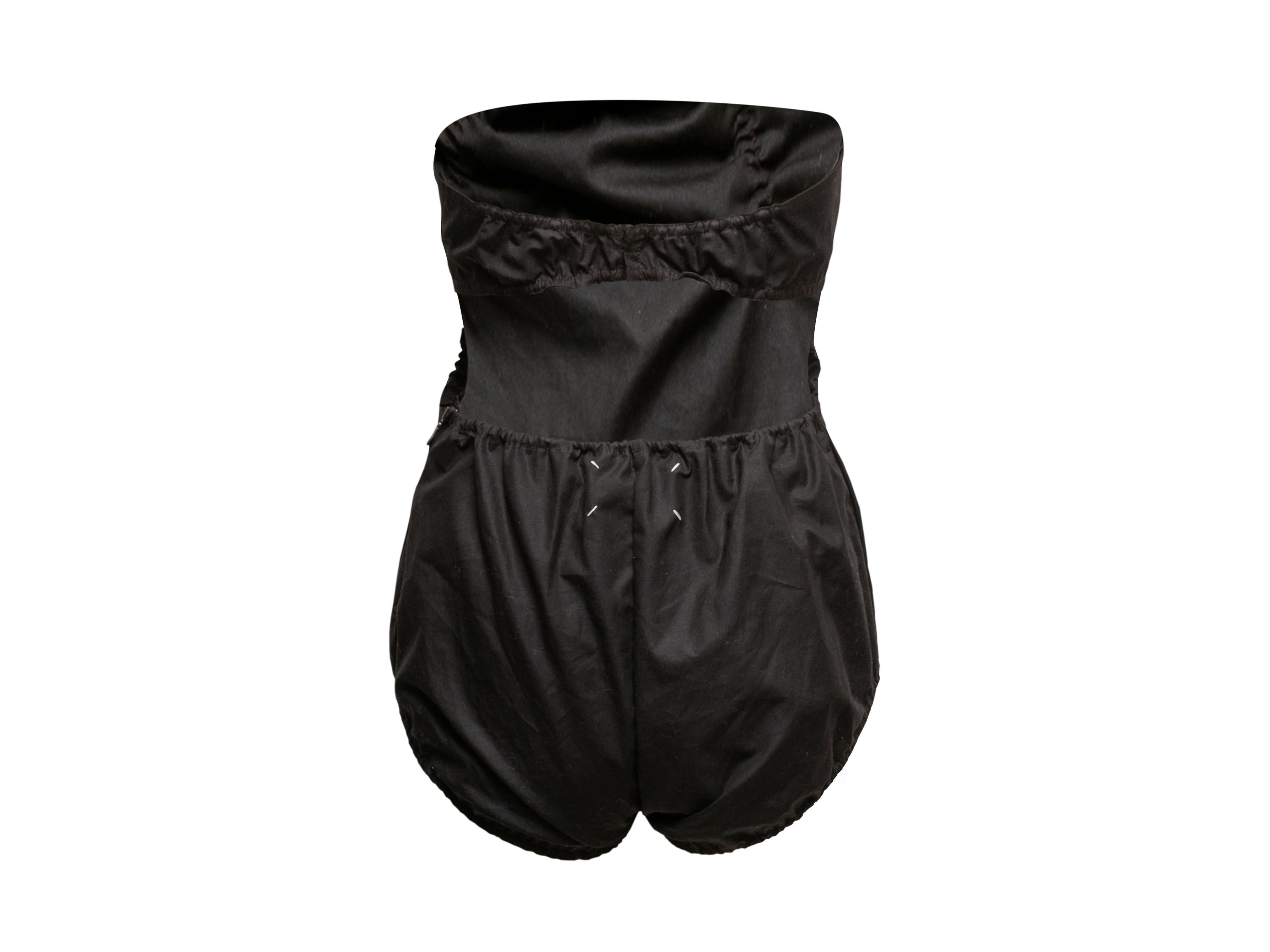 Black Maison Margiela Strapless Ruched Bodysuit Size EU 42 In Good Condition For Sale In New York, NY