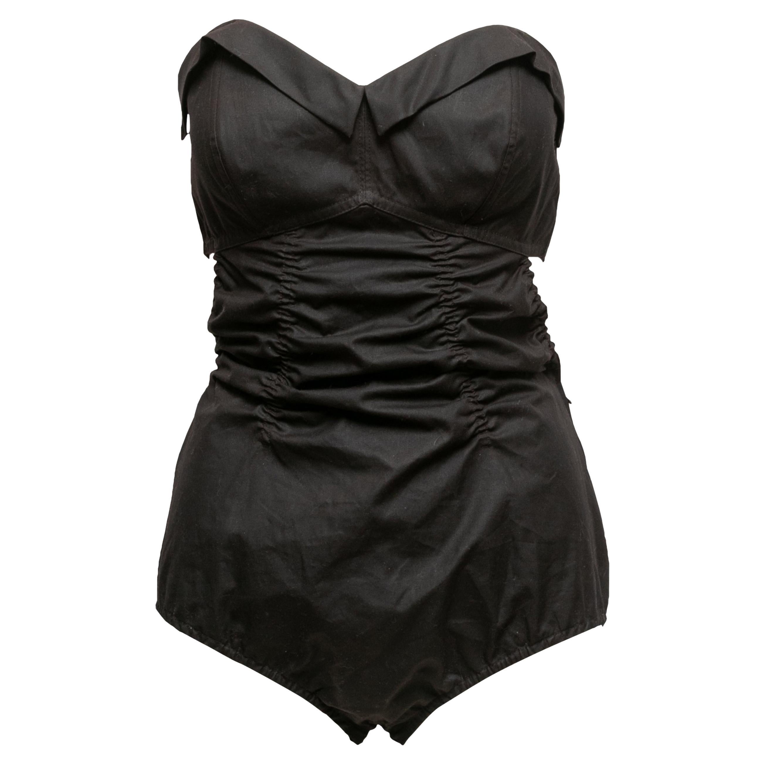 Black Maison Margiela Strapless Ruched Bodysuit Size EU 42 For Sale
