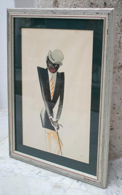Homme noir - peinture au pastel signée Paul Colin:: 1925