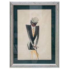 Antique Black Man Pastel Painting Signed Paul Colin, 1925