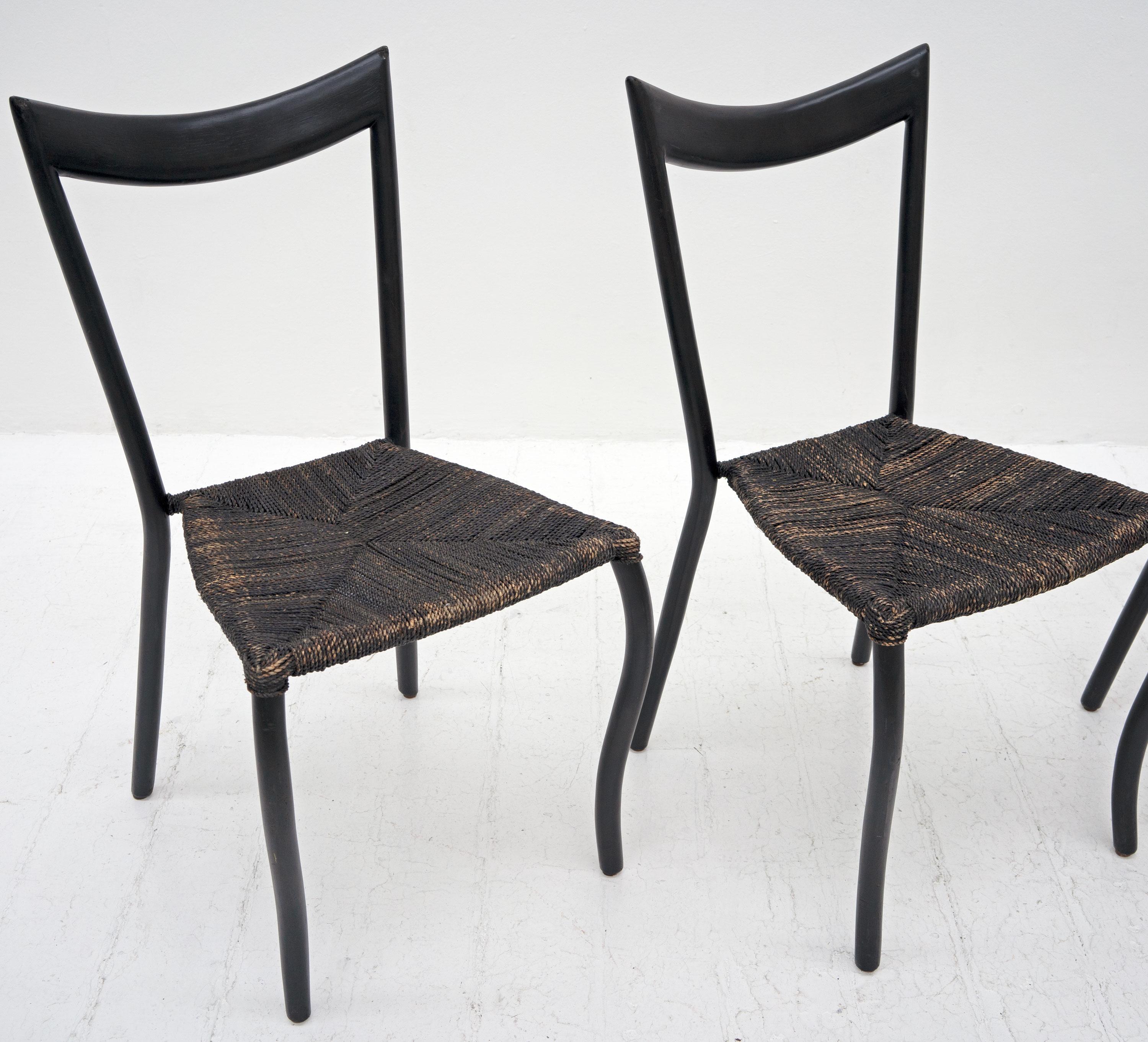 Mid-Century Modern Black Manila Dining Chairs by Val Padilla for Conran, c.1980 For Sale
