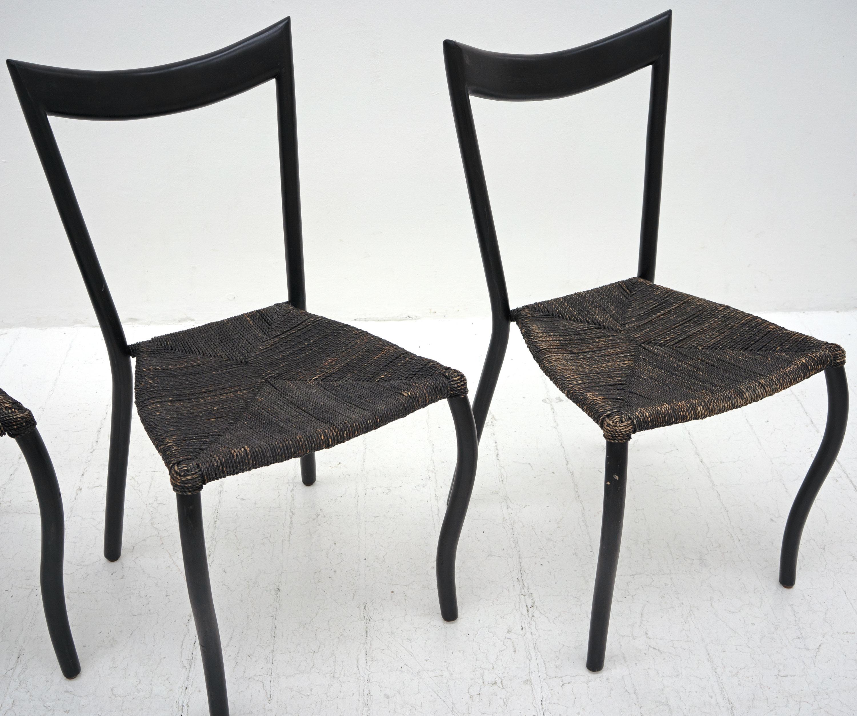 British Black Manila Dining Chairs by Val Padilla for Conran, c.1980 For Sale