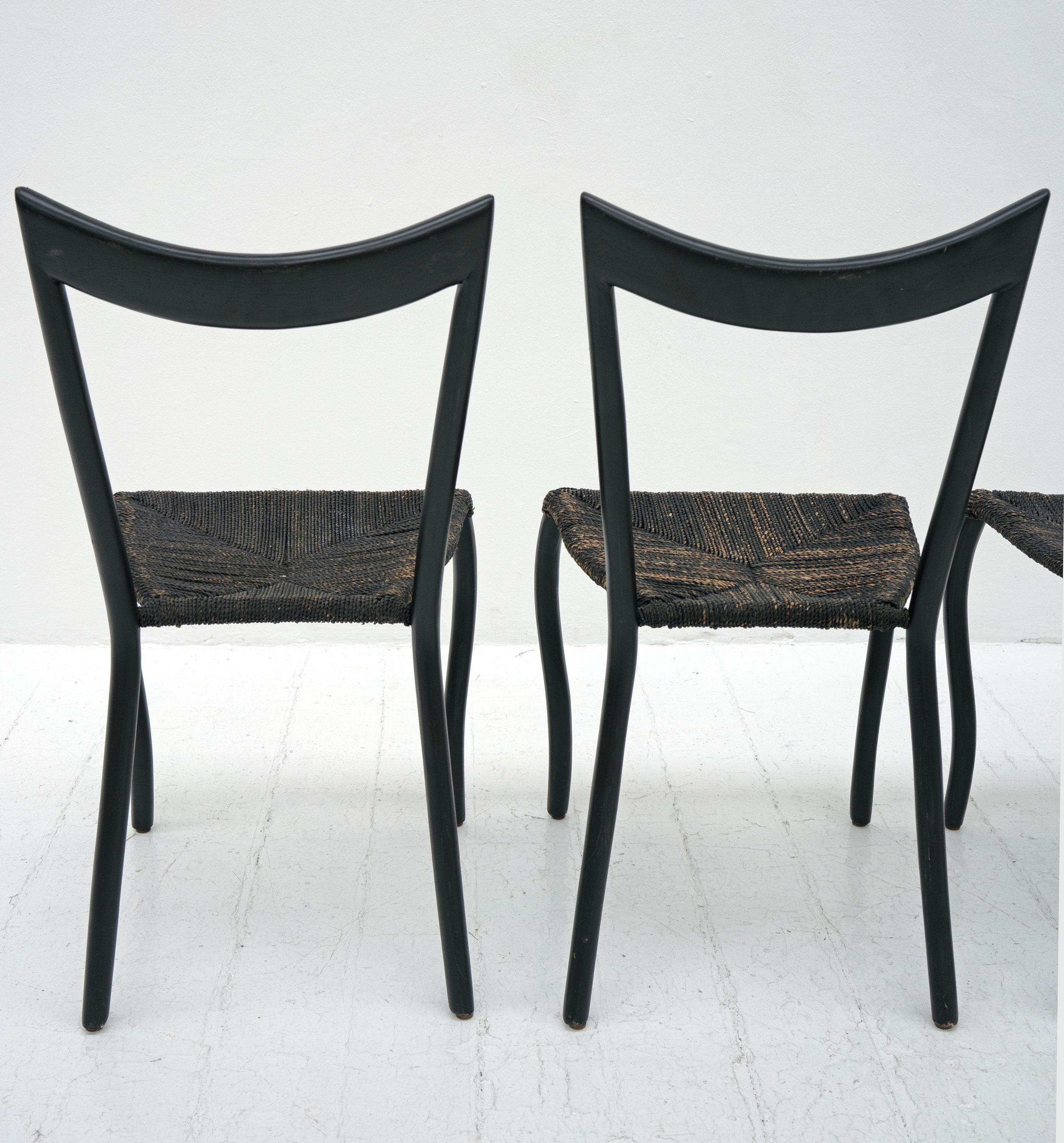 Black Manila Dining Chairs by Val Padilla for Conran, c.1980 In Good Condition For Sale In Surbiton, GB