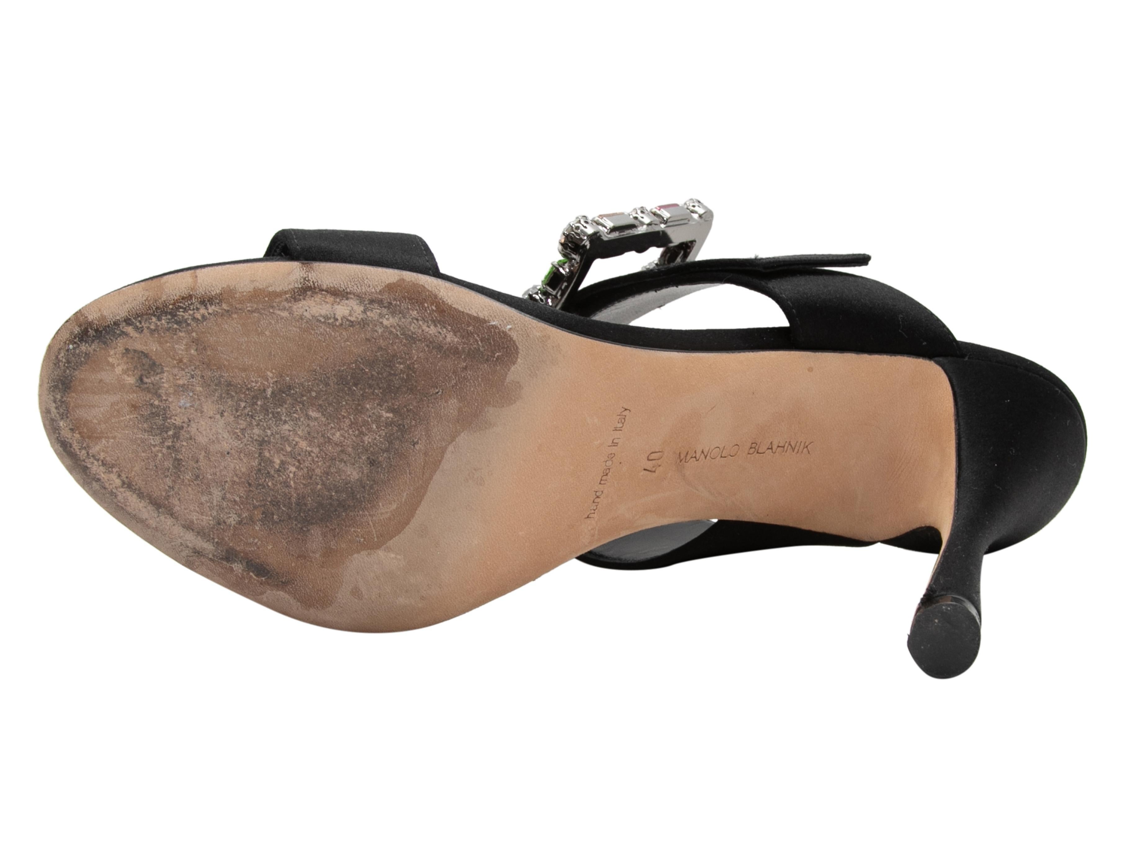 Black Manolo Blahnik Embellished Heeled Sandals Size 40 For Sale 1