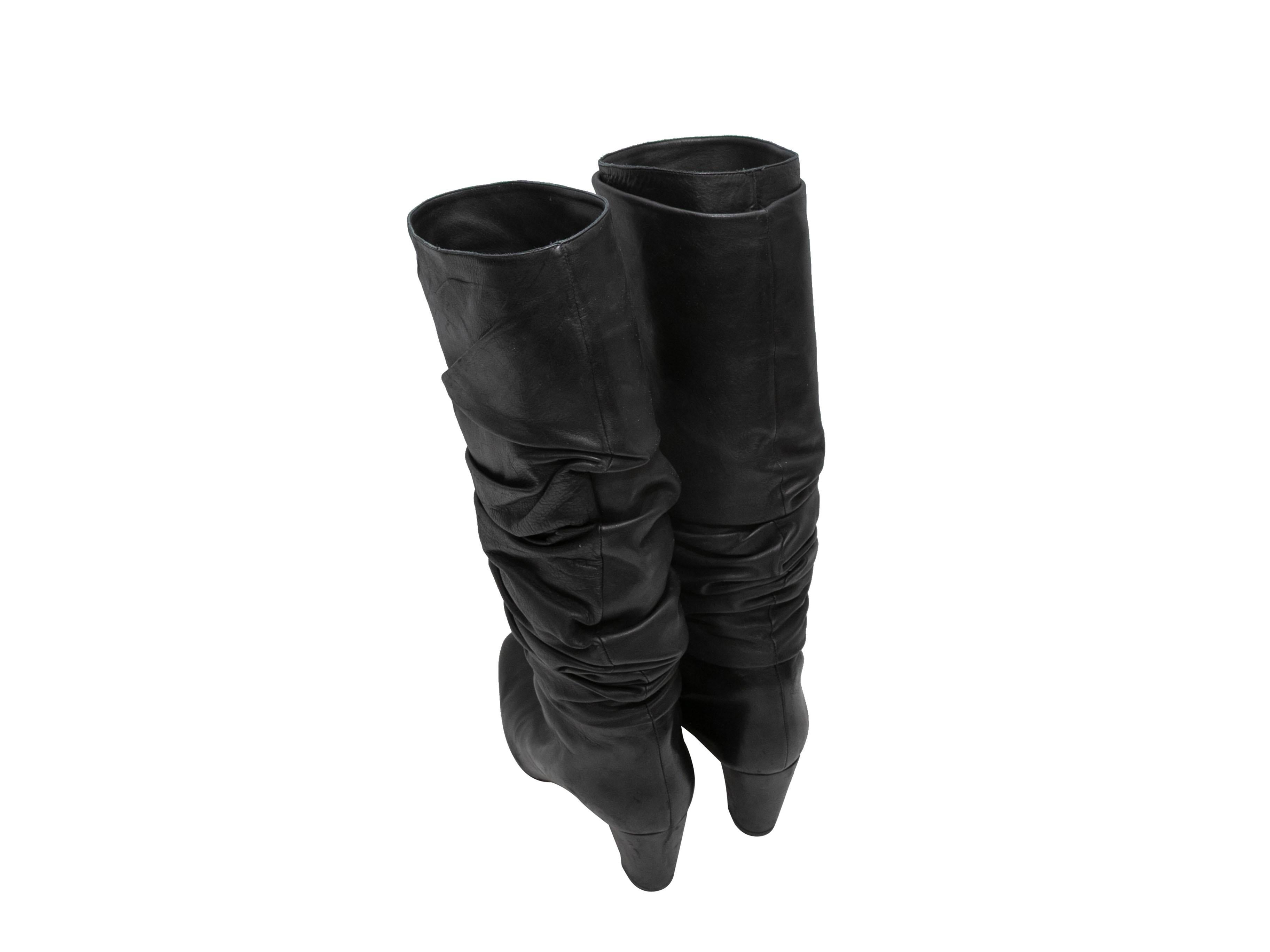 Nero Stivali in pelle nera con tacco Manolo Blahnik Taglia 38 in vendita