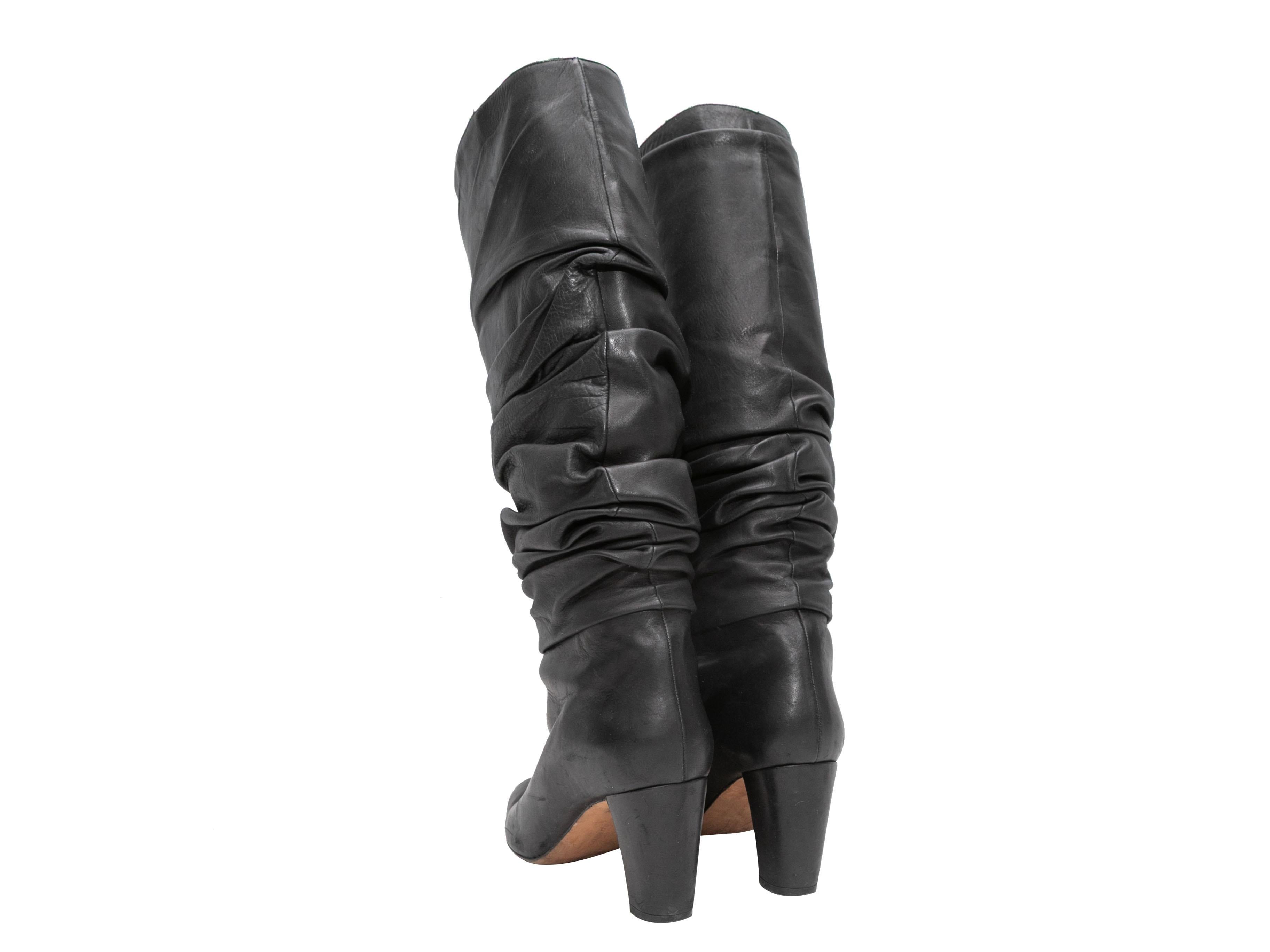 Stivali in pelle nera con tacco Manolo Blahnik Taglia 38 In condizioni buone in vendita a New York, NY