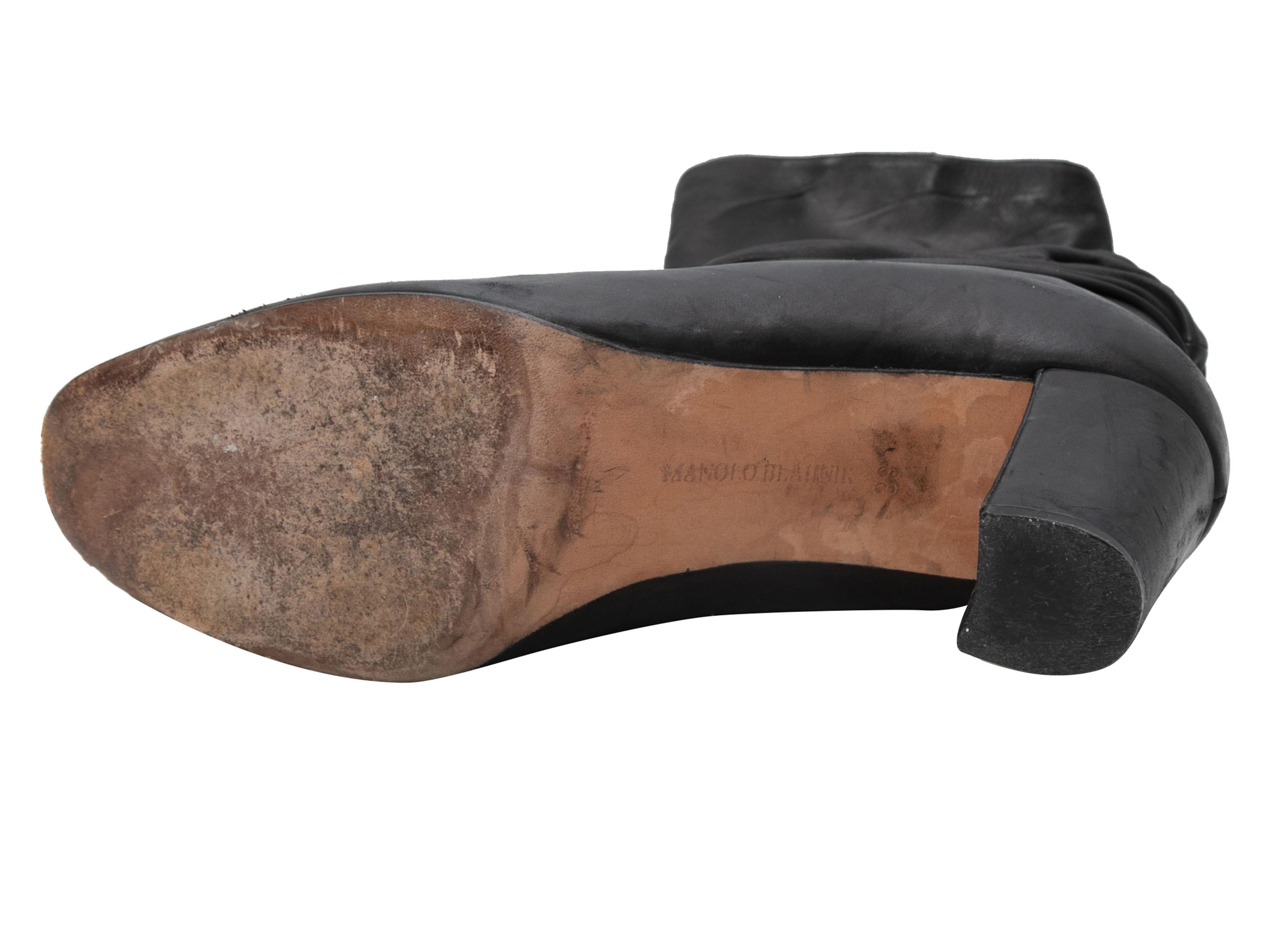 da uomo o donna Stivali in pelle nera con tacco Manolo Blahnik Taglia 38 in vendita