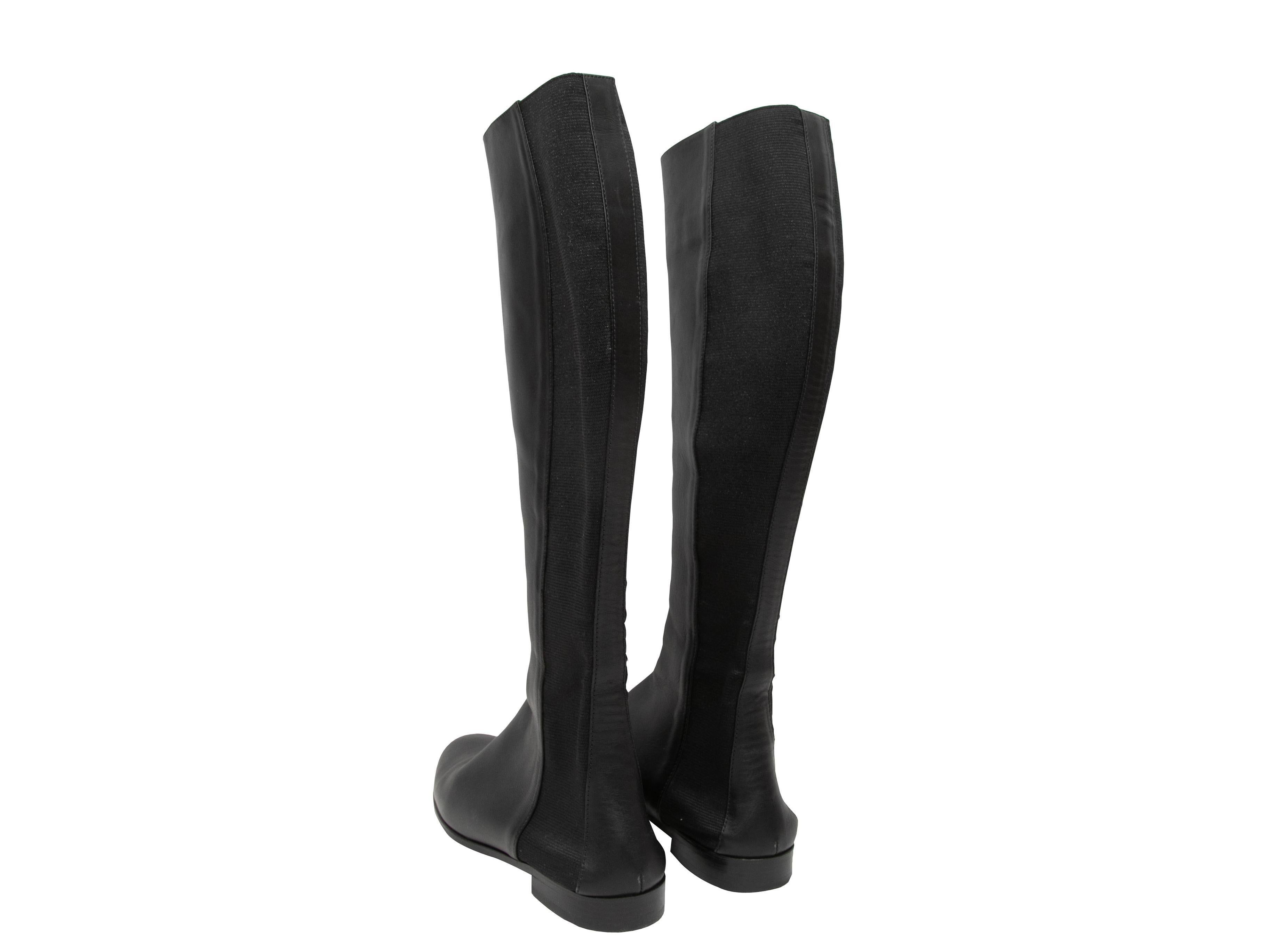 Nero Stivali al ginocchio in pelle nera Manolo Blahnik misura 37,5 in vendita