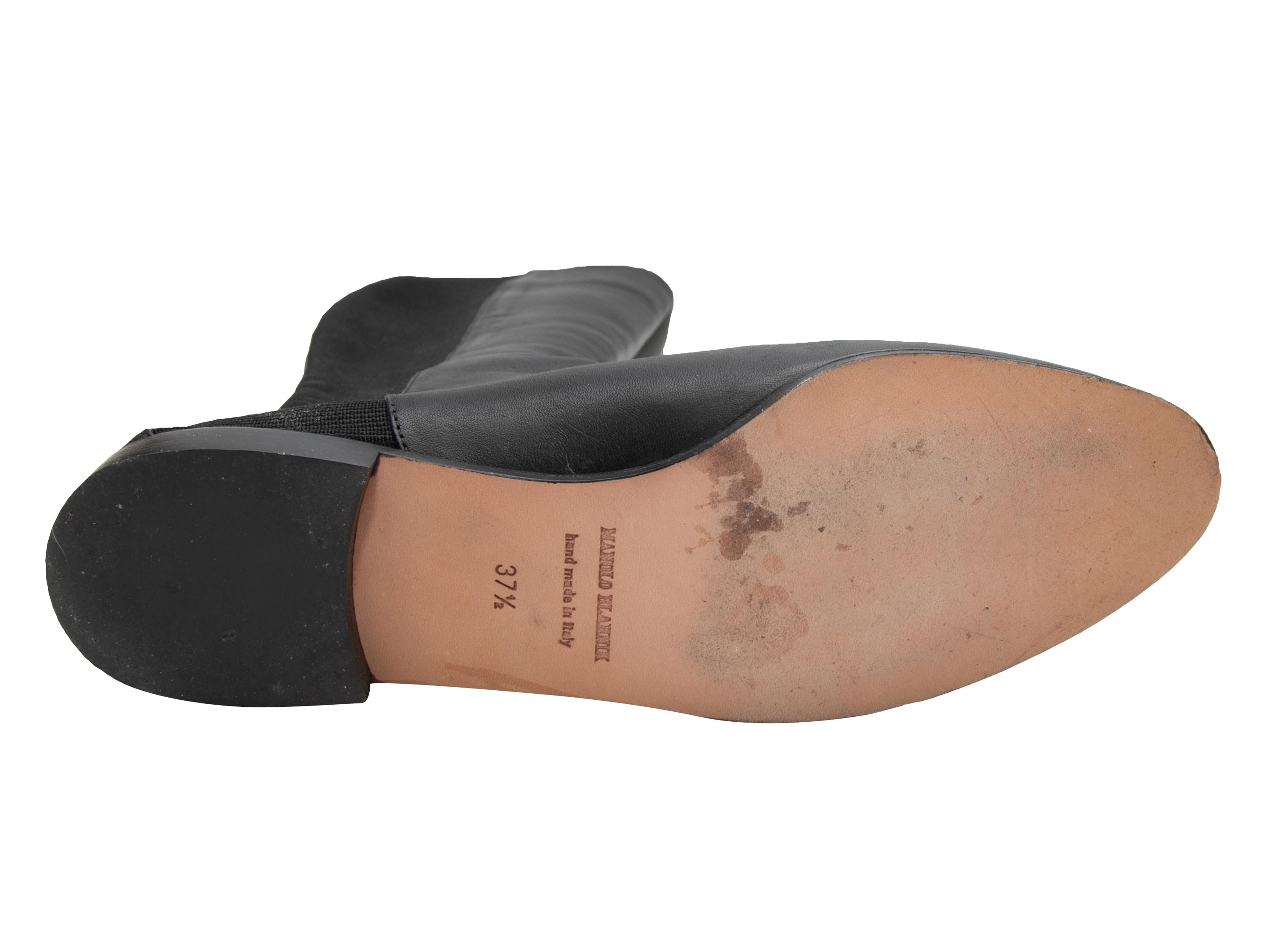 Stivali al ginocchio in pelle nera Manolo Blahnik misura 37,5 In condizioni buone in vendita a New York, NY