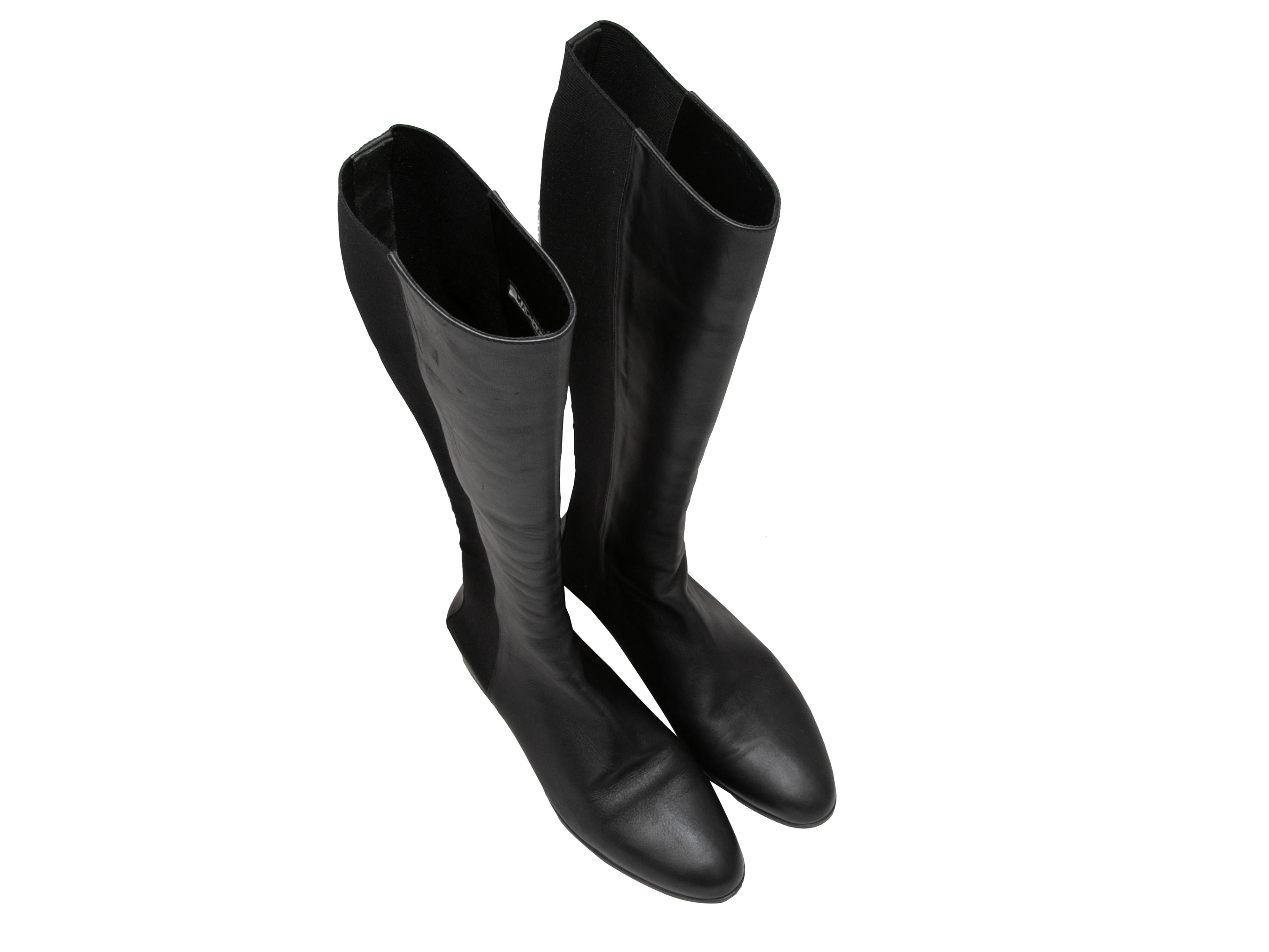 Donna Stivali al ginocchio in pelle nera Manolo Blahnik misura 37,5 in vendita