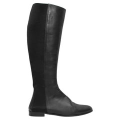 Black Manolo Blahnik Leather Knee-High Boots Size 37.5