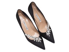 Black Manolo Blahnik Nadira Embellished Pumps Size 41