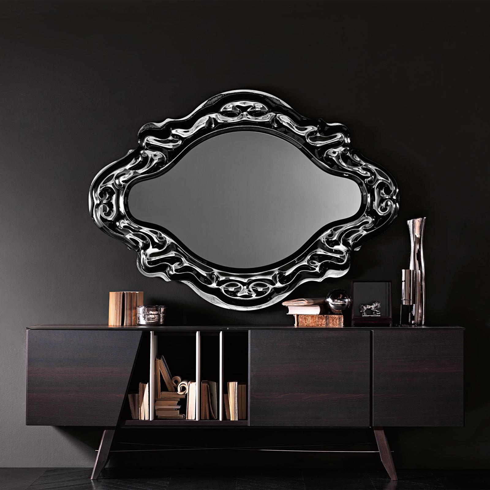 Contemporary Black Manor Mirror For Sale