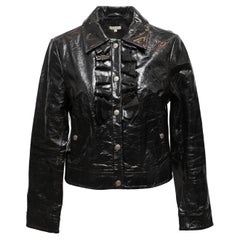Black Manoush Patent Leather Cropped Jacket