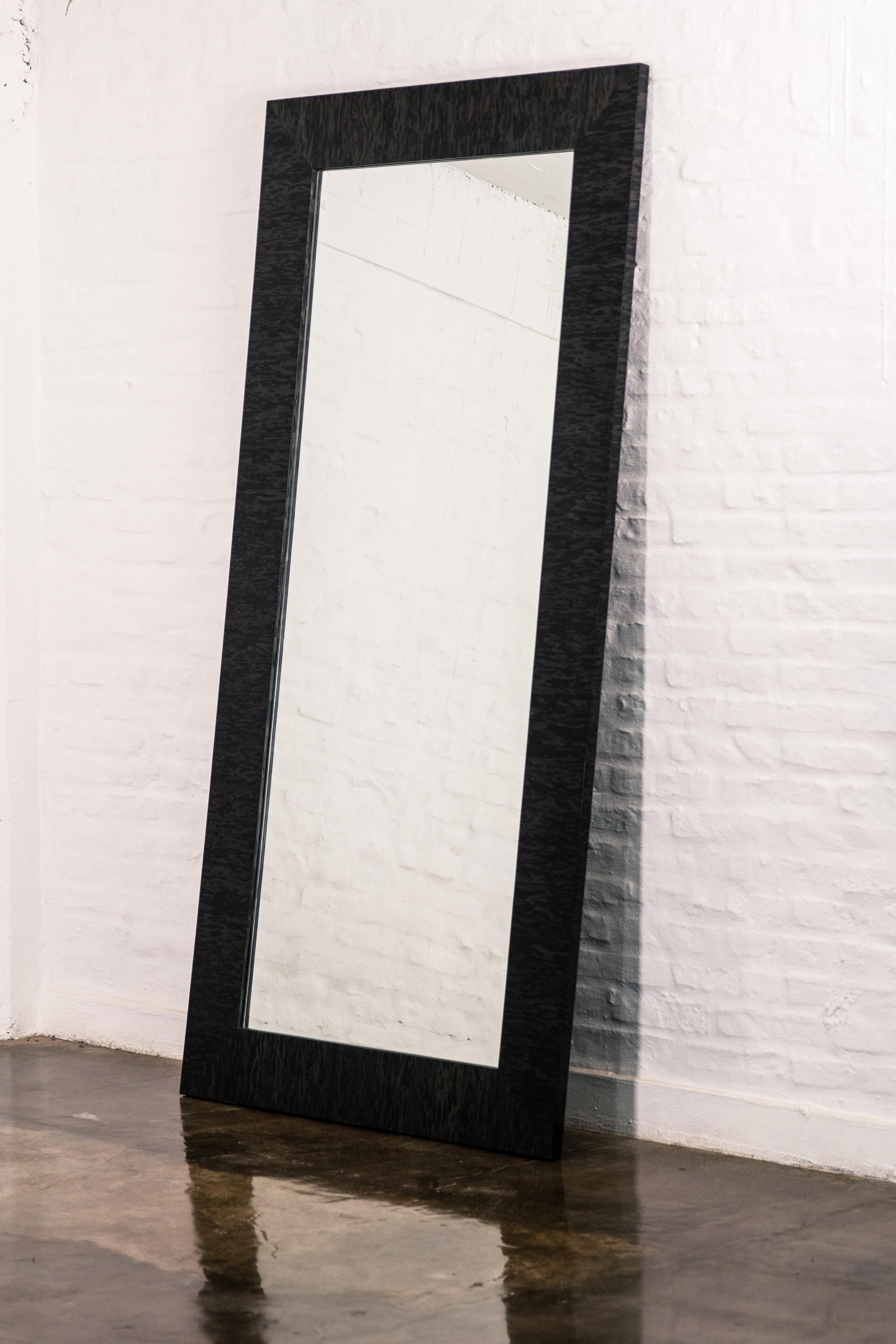 This gorgeous free standing mirror is in stock at our New York warehouse and available for immediate delivery.  Also available in custom sizes, finish or material of your choice.
Other materials available are African Teak, Black Maple, Bubinga,
