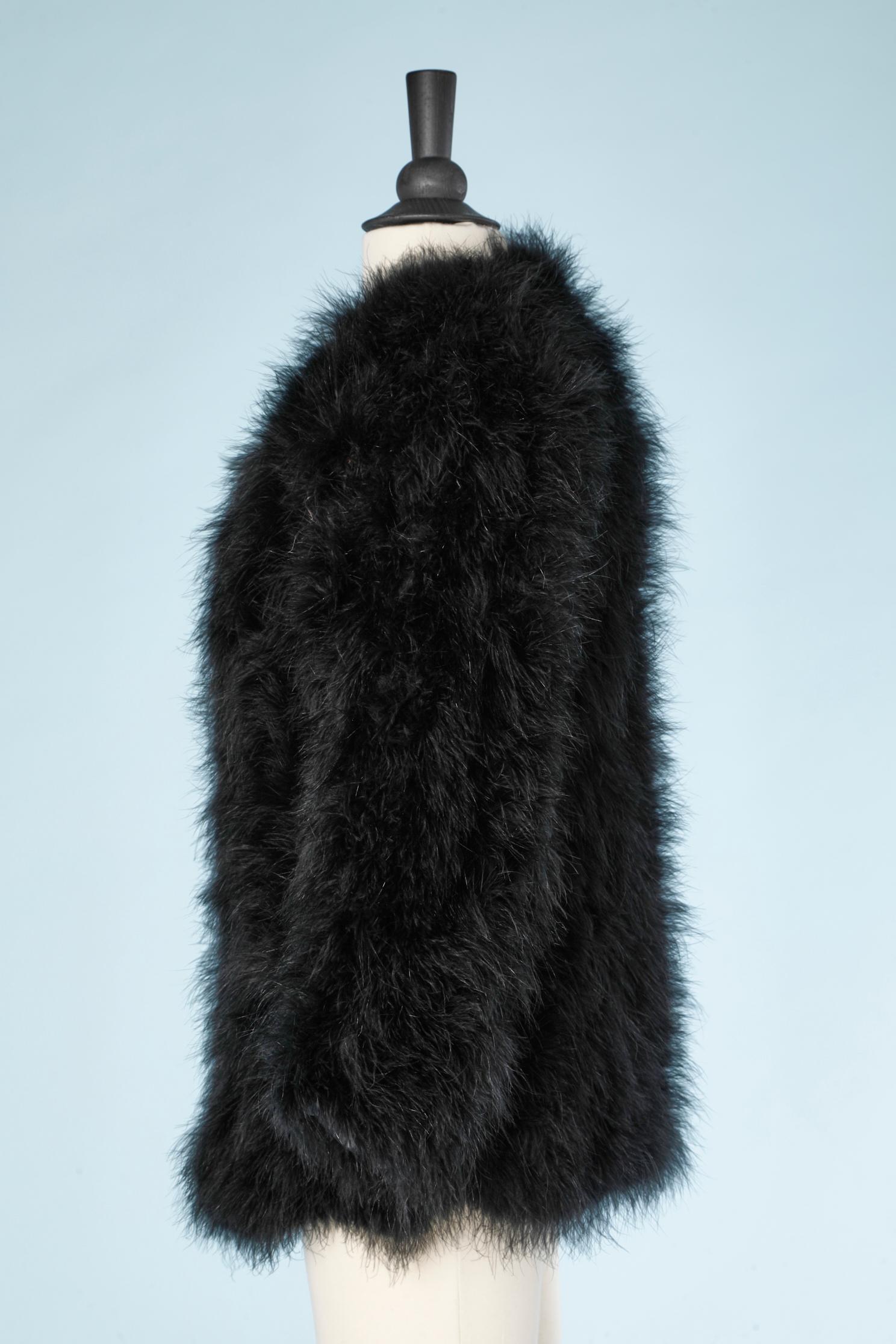 Veste Marabout noire bordée de plumes Jin Diao Fur  Pour femmes en vente