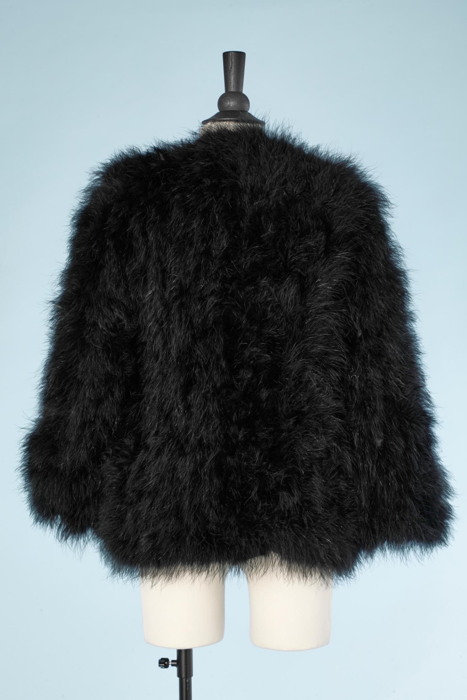 Black Marabout feather edge to edge jacket Jin Diao Fur  For Sale 1