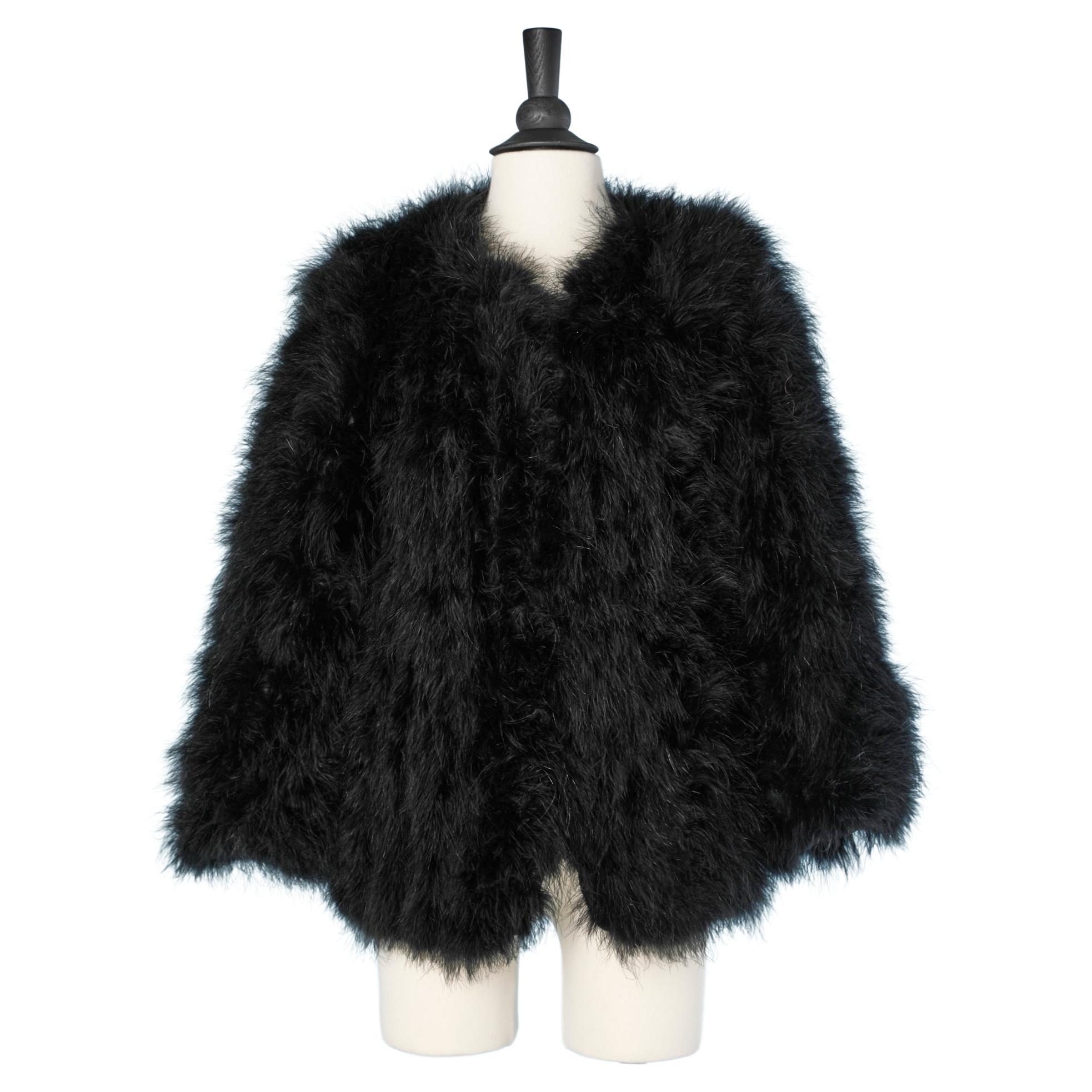 Black Marabout feather edge to edge jacket Jin Diao Fur  For Sale