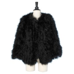 Vintage Black Marabout feather edge to edge jacket Jin Diao Fur 