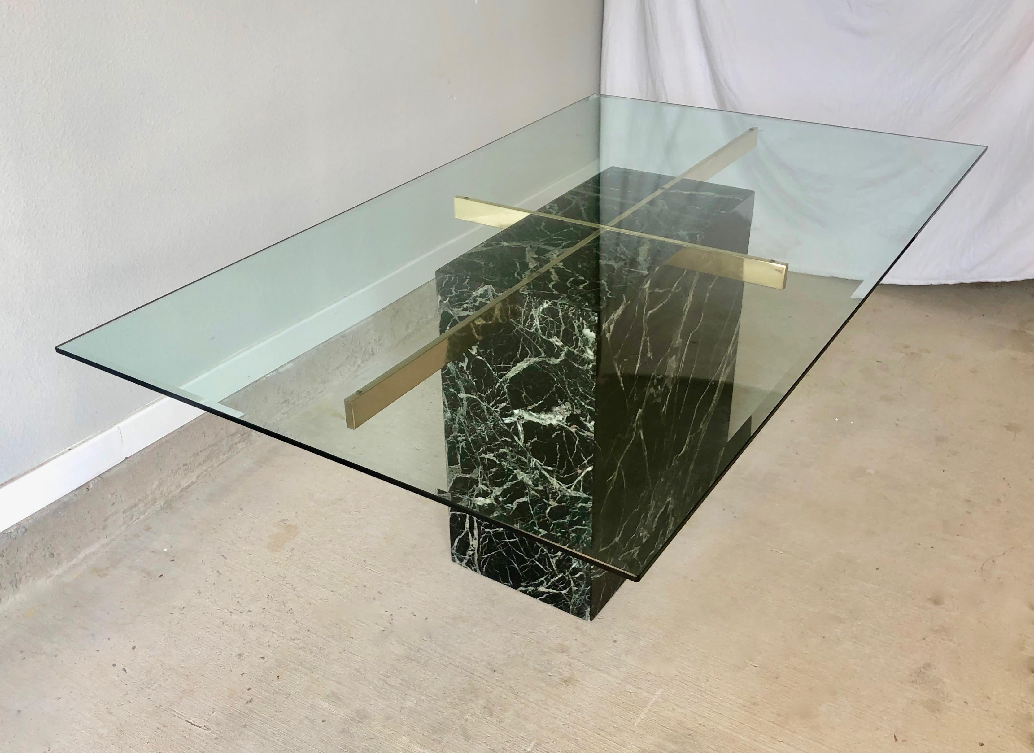 Black Marble and Brass Artedi Dining Table In Good Condition In Denton, TX