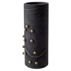 Confetti Black Marble & Brass Tall Vase