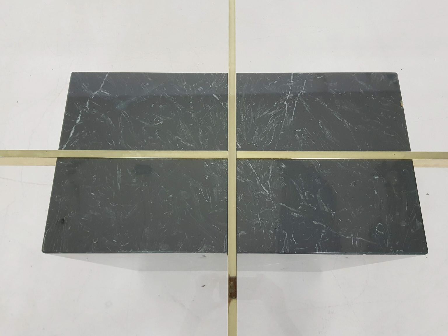 Black Marble and Brass Dining Table by Artedi, Italy, 1970s 3