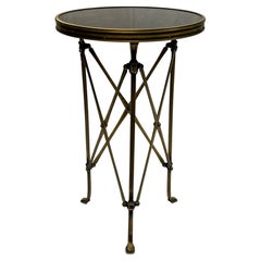 Black Marble and Brass Gueridon Side Table in French Directoire Style