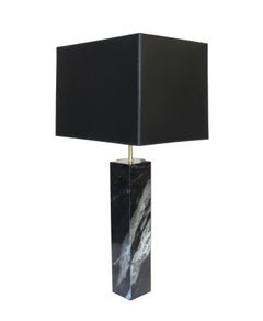 Black Marble and Bronze Fluted Table Lamp