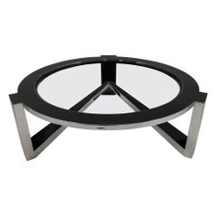 Black Marble and Chrome Coffee Table by Marquis Collection of Beverly Hills