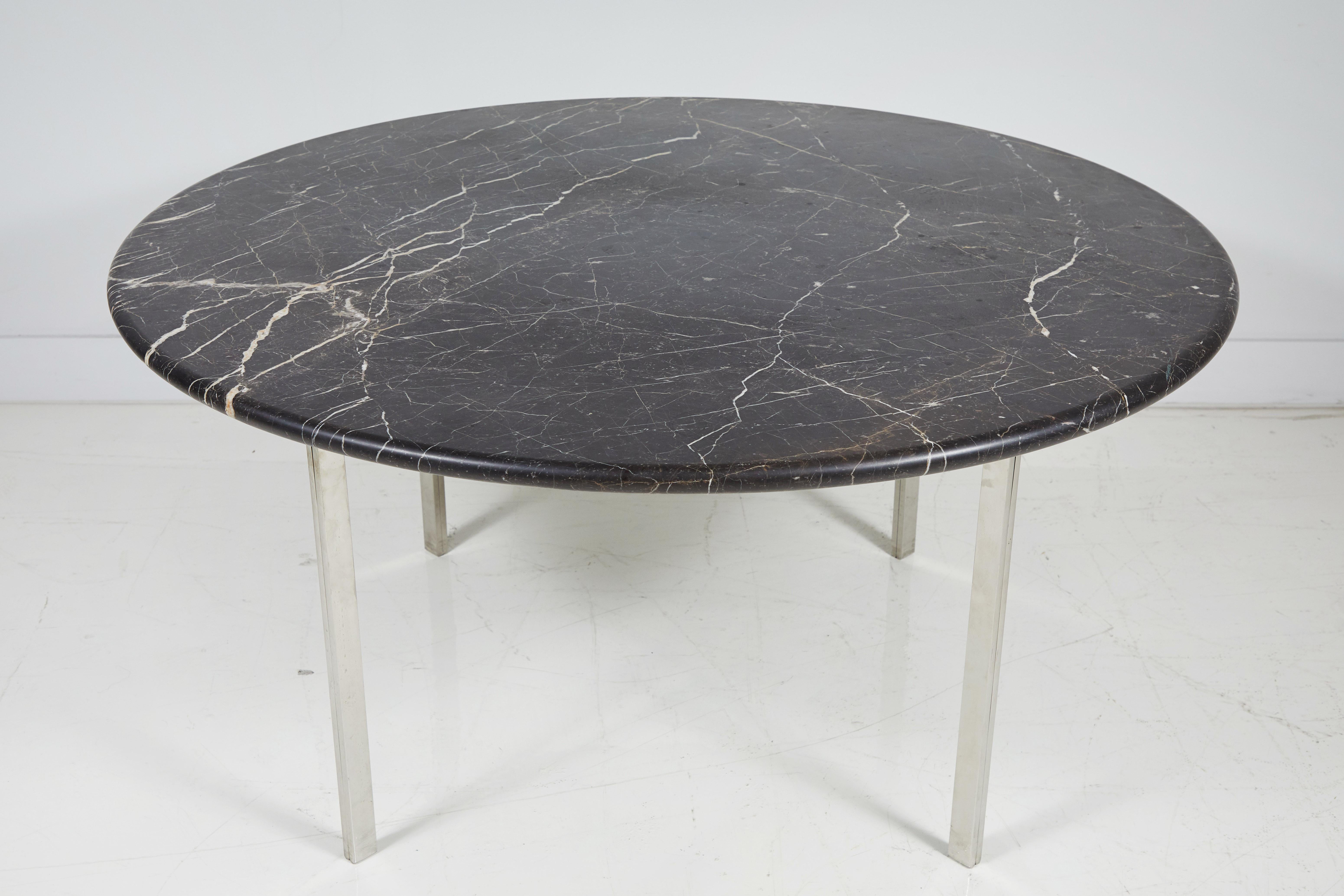 marble and chrome dining table