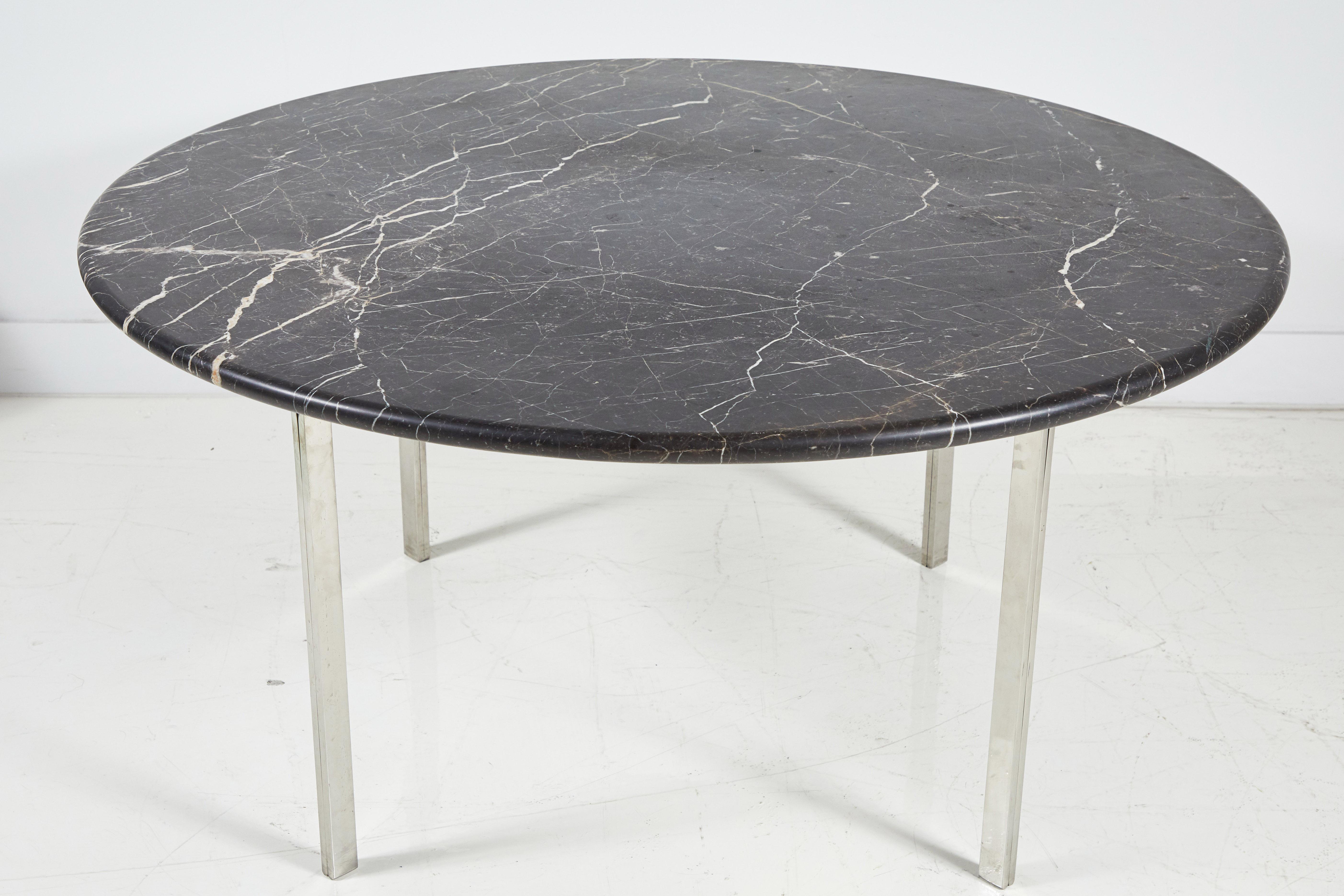 black and chrome round dining table