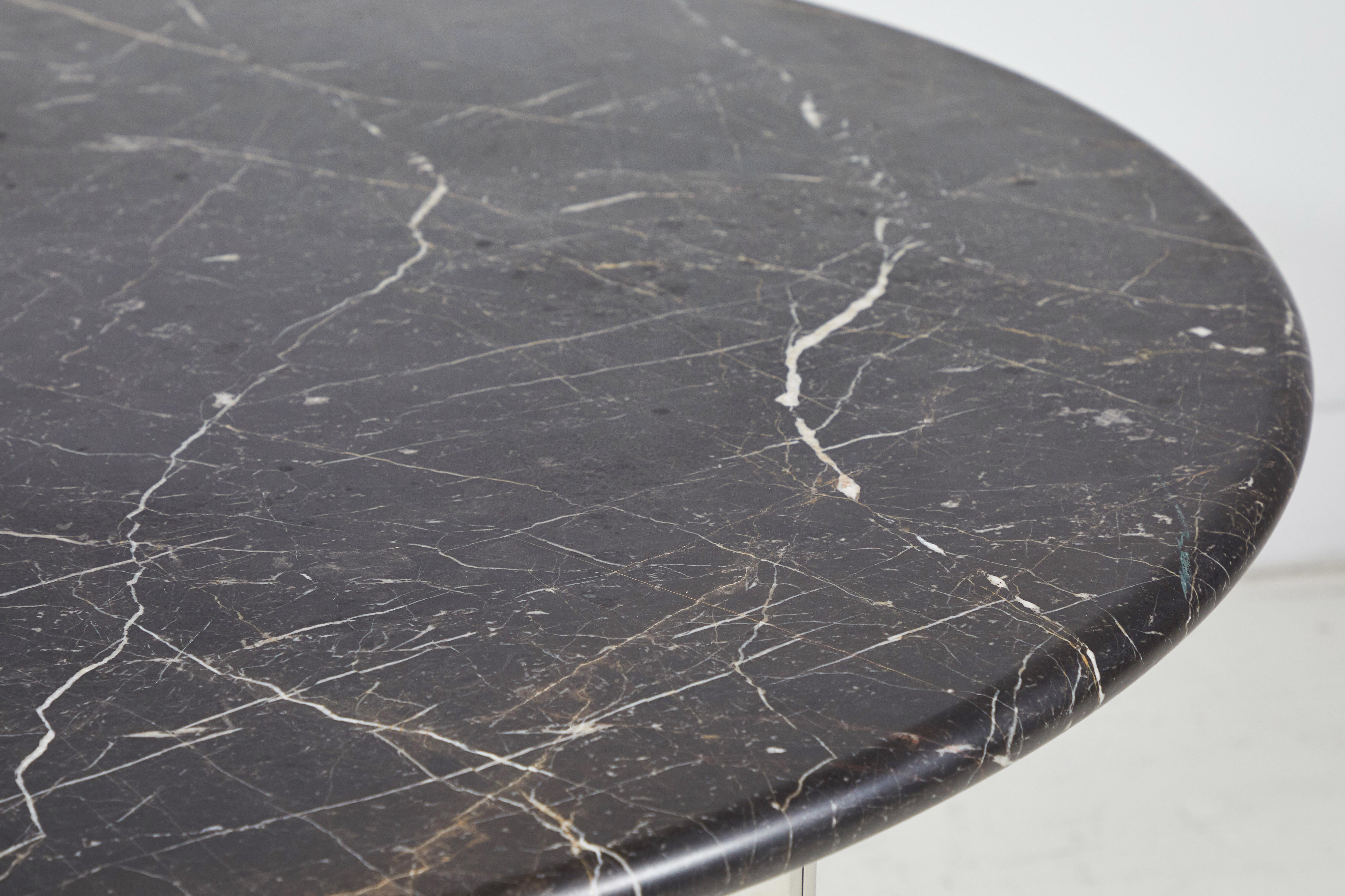 Black Marble and Chrome Round Dining Table 1
