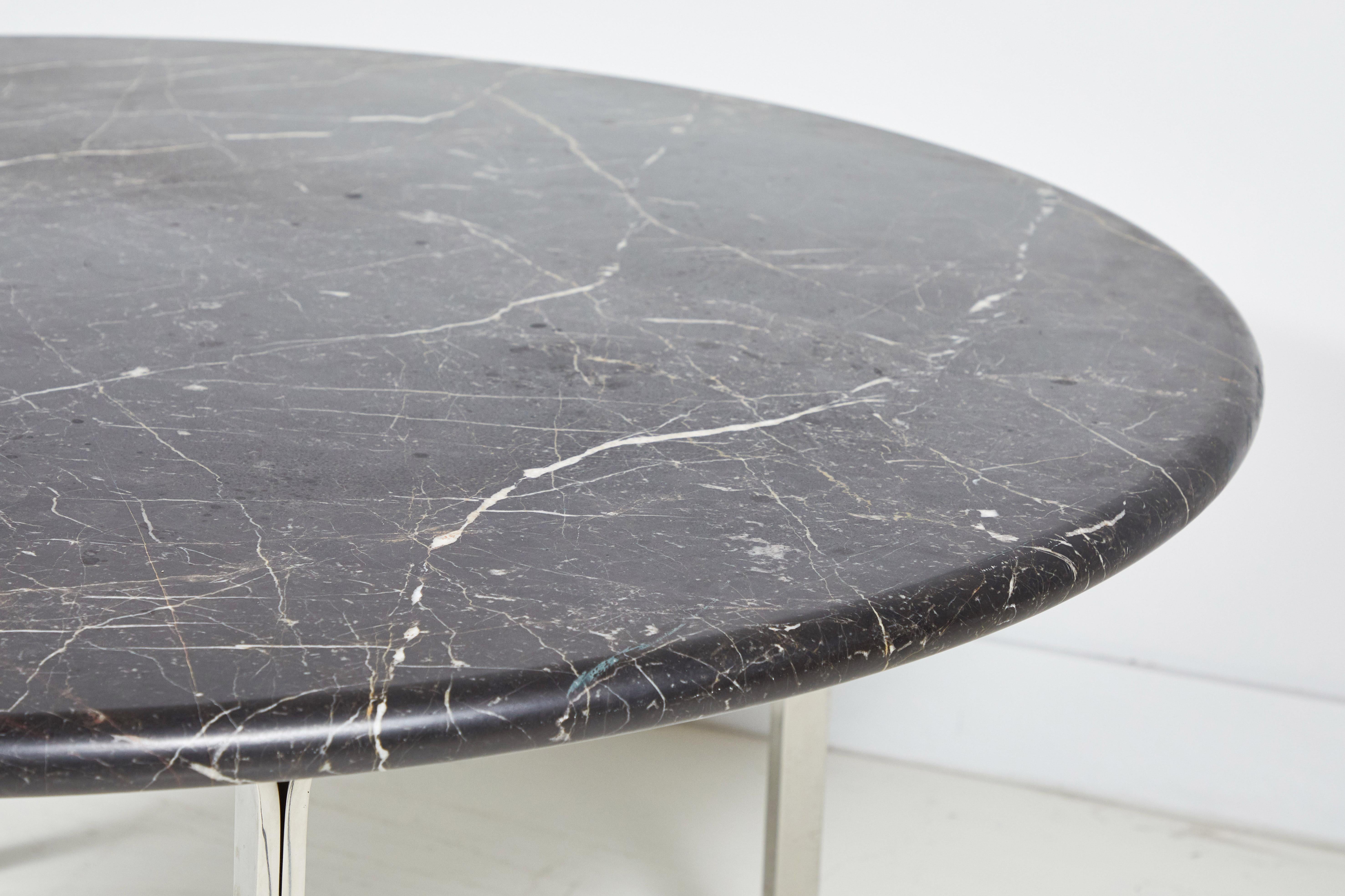 Black Marble and Chrome Round Dining Table 3
